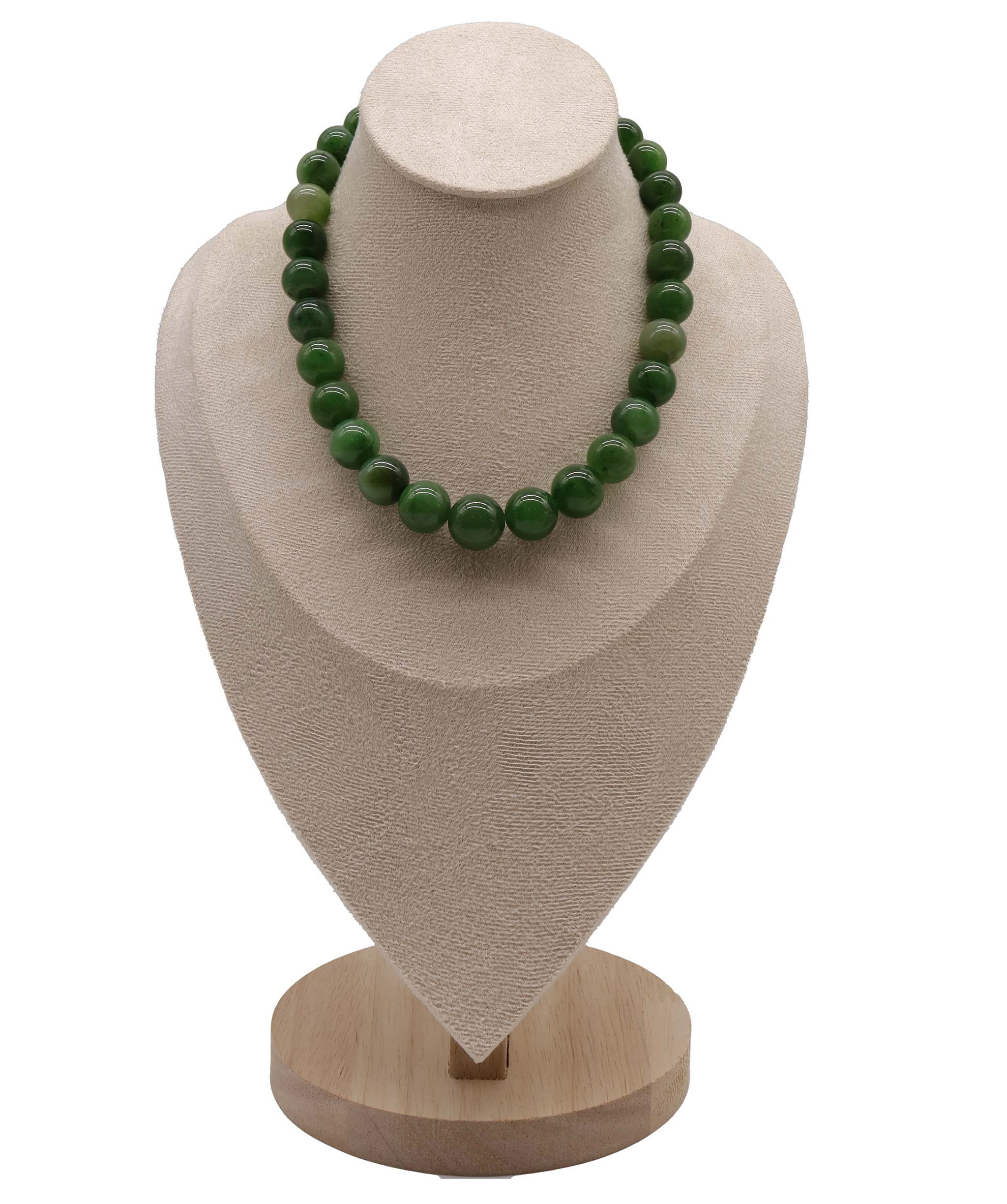 Luxury Promise 490ct Natural Siberian Jade Necklace D12.4mm-14.2mm DXBCS2223