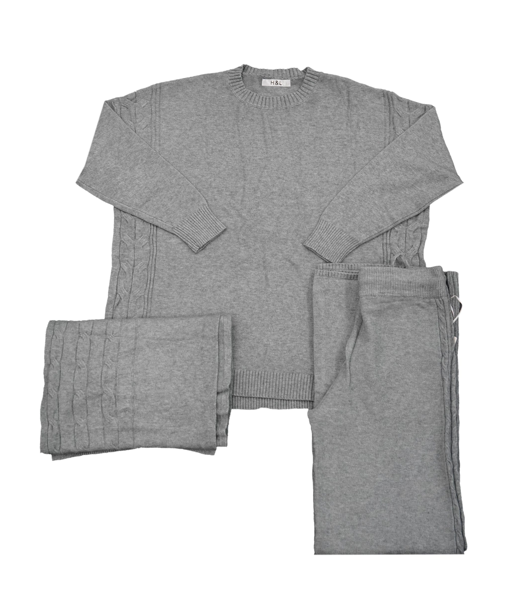 Luxury Promise A117A (Grey) - XL 3 Piece Cashmere Braided Scarf Set  AKC0210