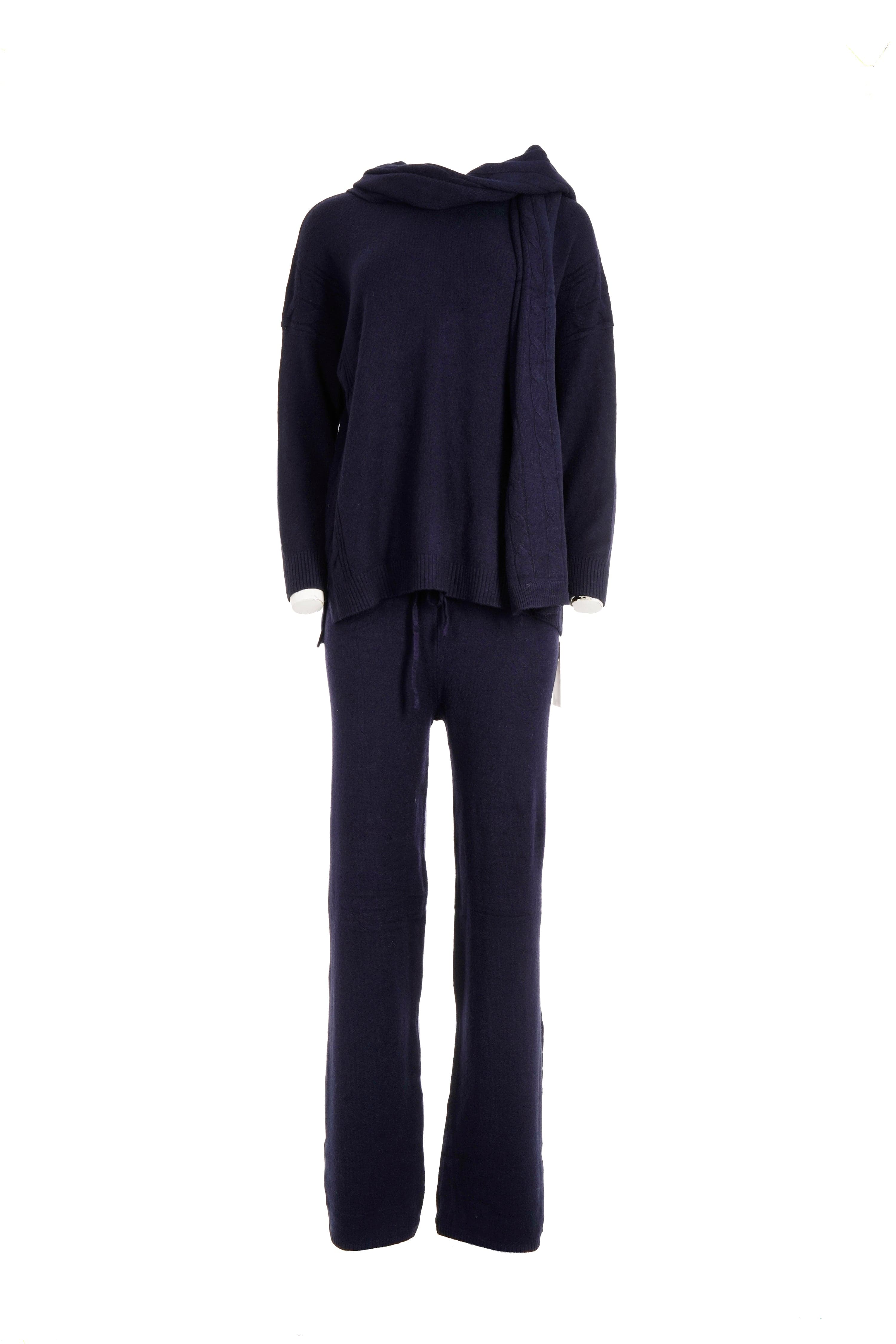 Luxury Promise A117A NAVY M/L CABLE KNIT SCARF 3 PIECE SET  AKC0295