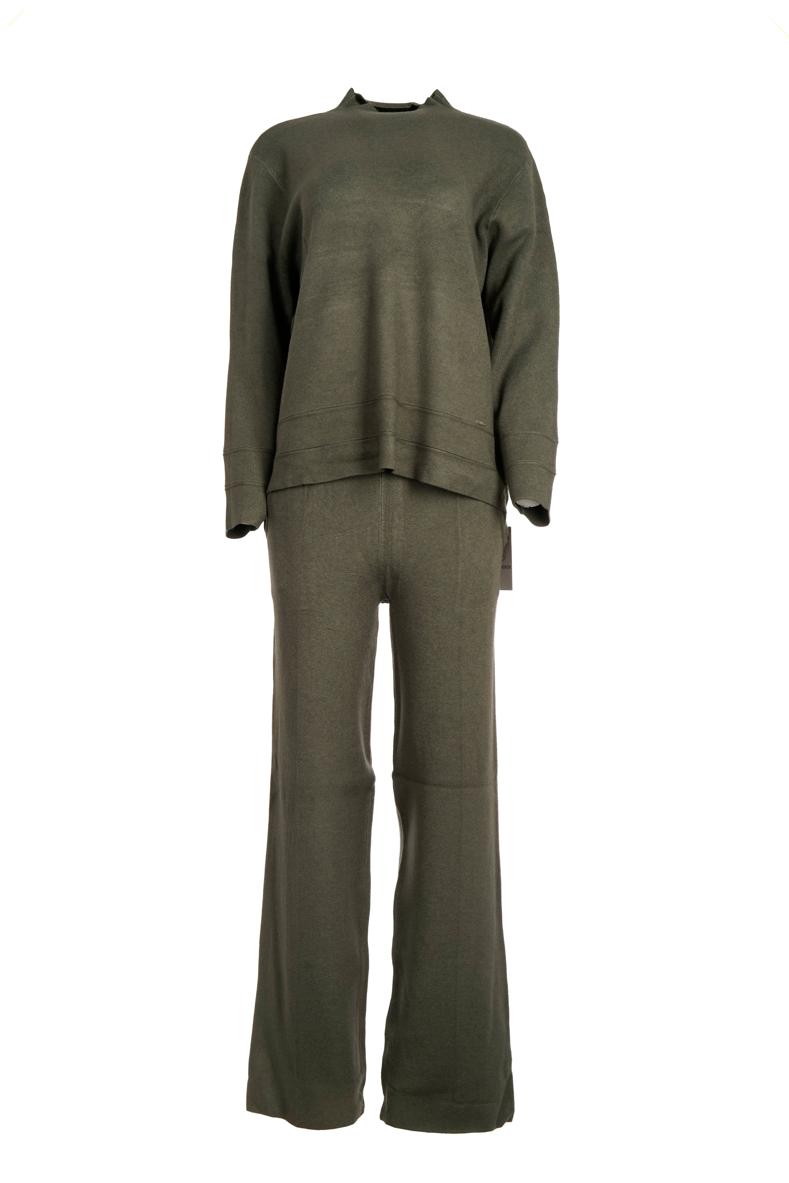 Luxury Promise A129A L/XL SAGE HIGH NECK CASHMERE BLEND POCKET SET  AKC0263