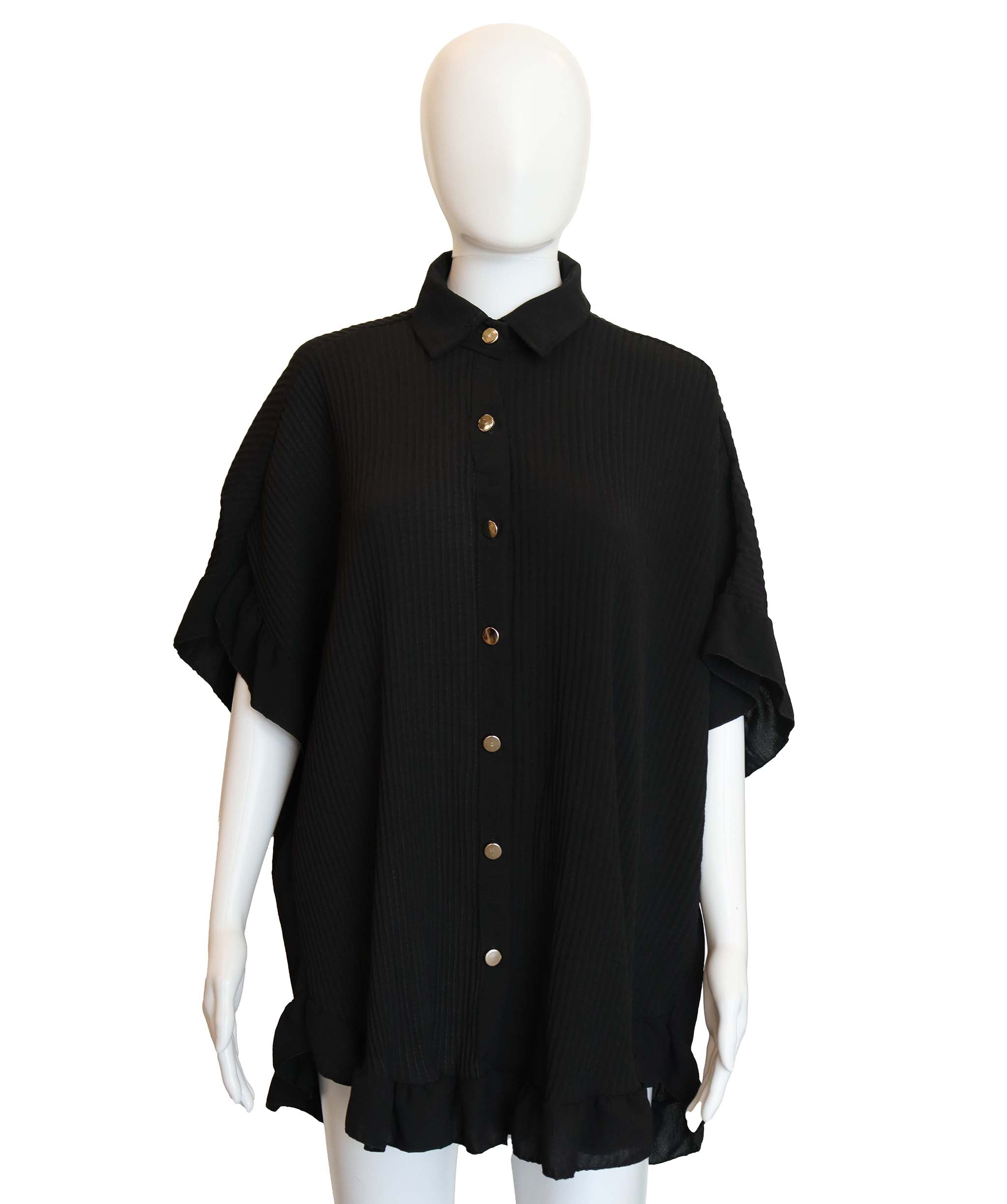 Luxury Promise Black Shirt with Silver Button AGC2707