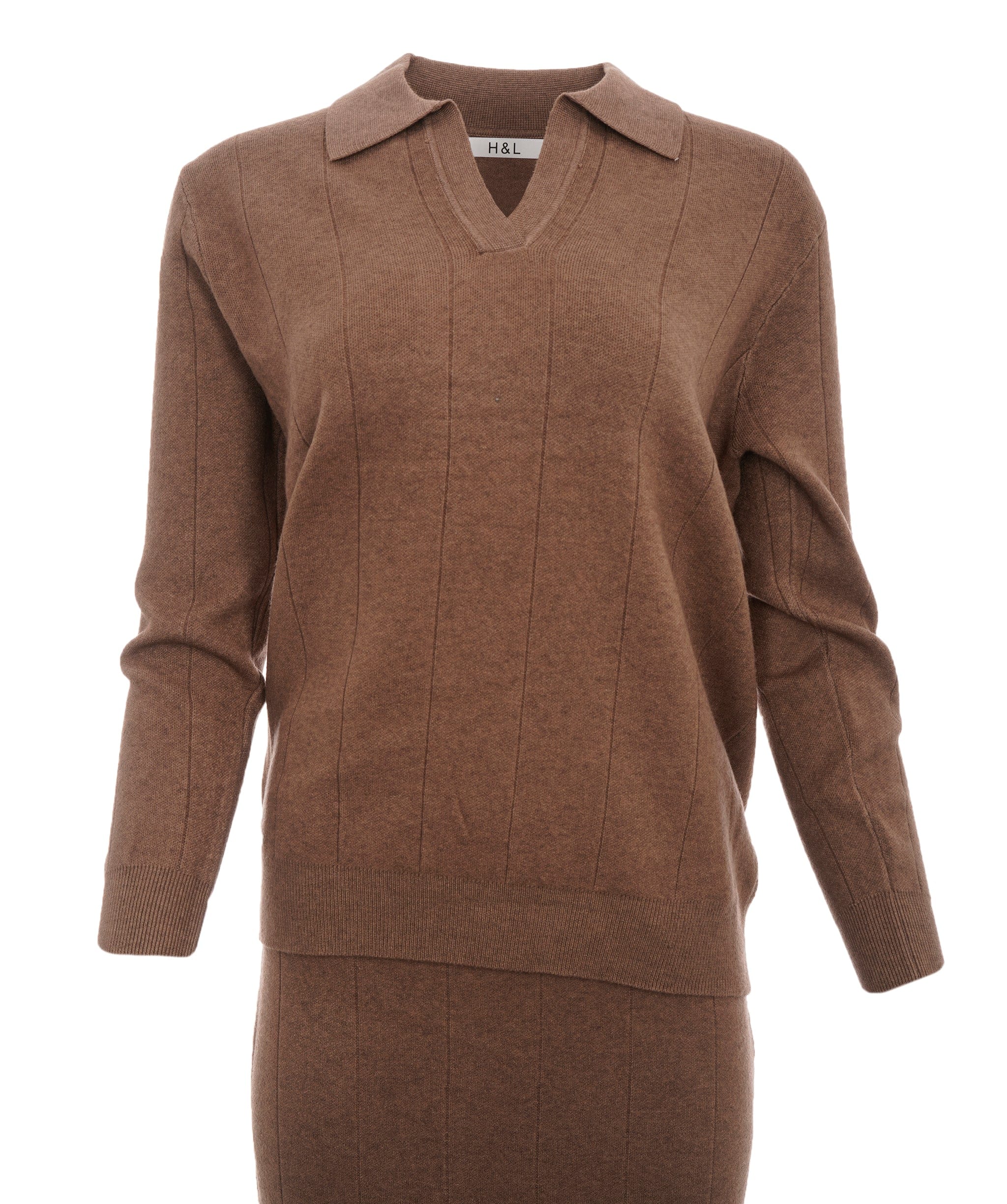 Luxury Promise Charlotte Brown  M/L Maxi Skirt Cashmere Loungwear Set  AKC0342