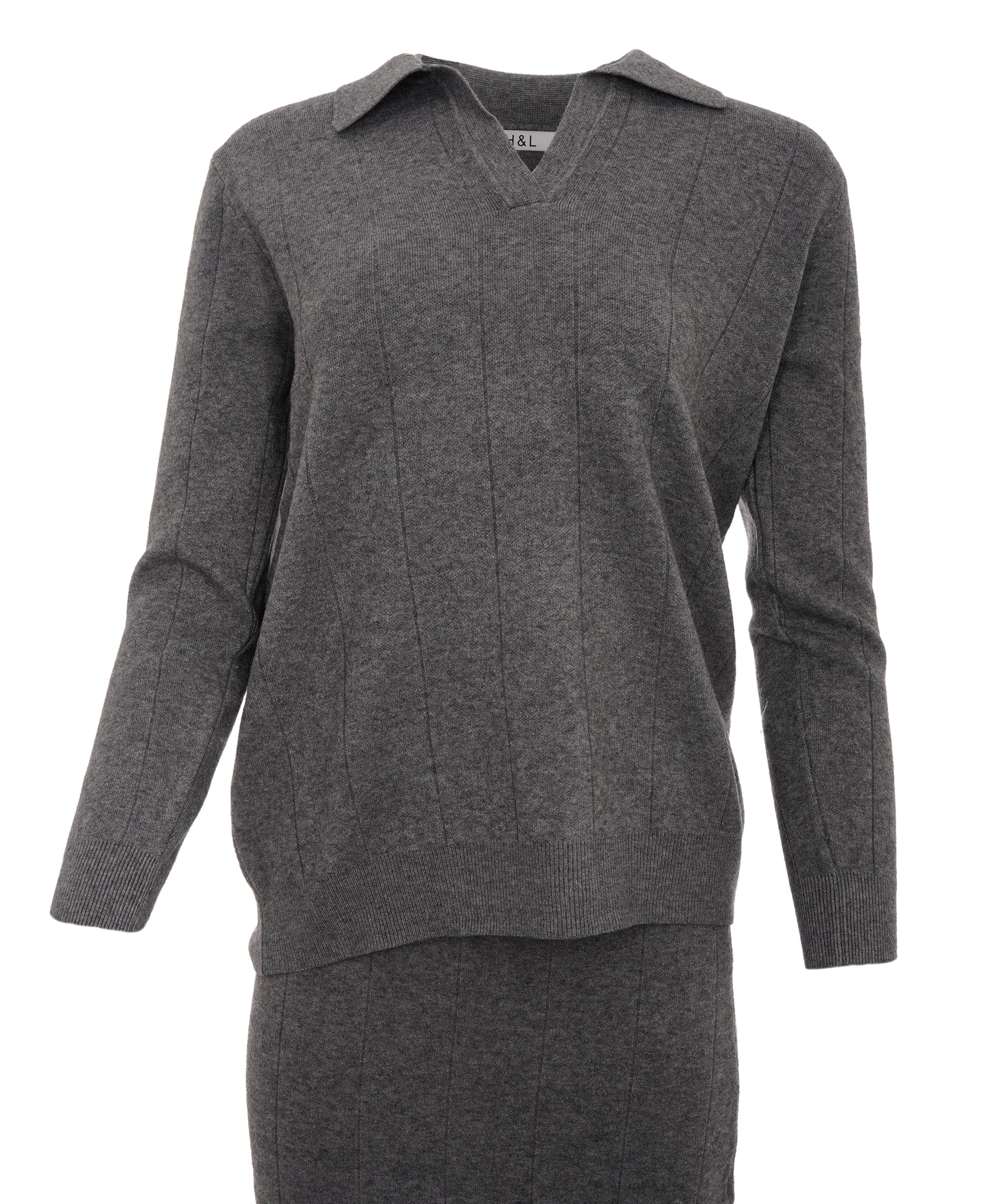 Luxury Promise Charlotte Grey  L/XXL Maxi Skirt Cashmere Loungewear Set  AKC0347