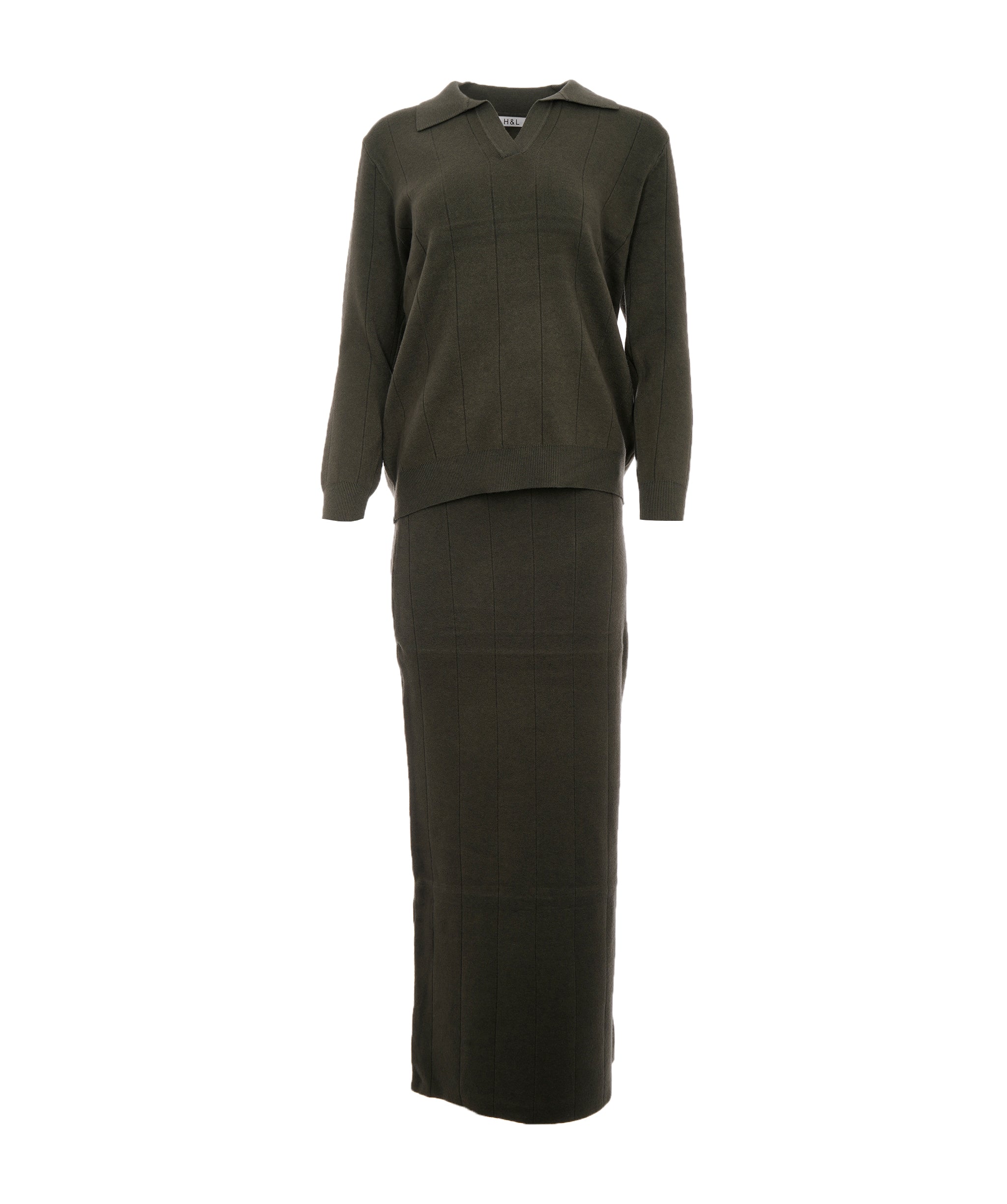 Luxury Promise Charlotte Sage  M/L Maxi Skirt Cashmere Loungwear Set  AKC0339