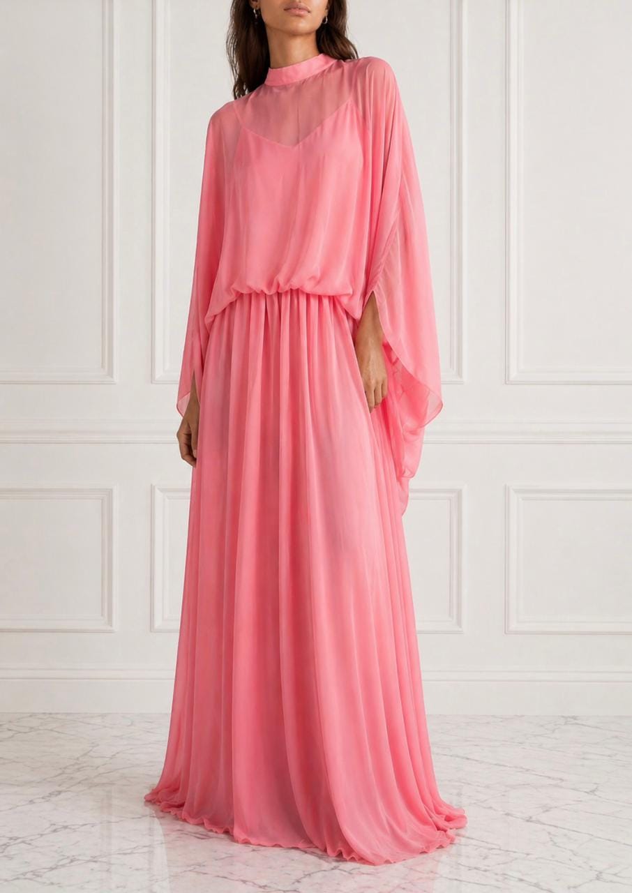 Luxury Promise Chiffon Brazil Dress/Drape Pink Dress TP040