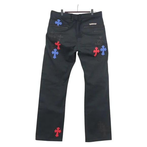 Luxury Promise Chrome Hearts Cemetery Cross Patch Chinos Pants Cotton Black Auth 138519M 138519M
