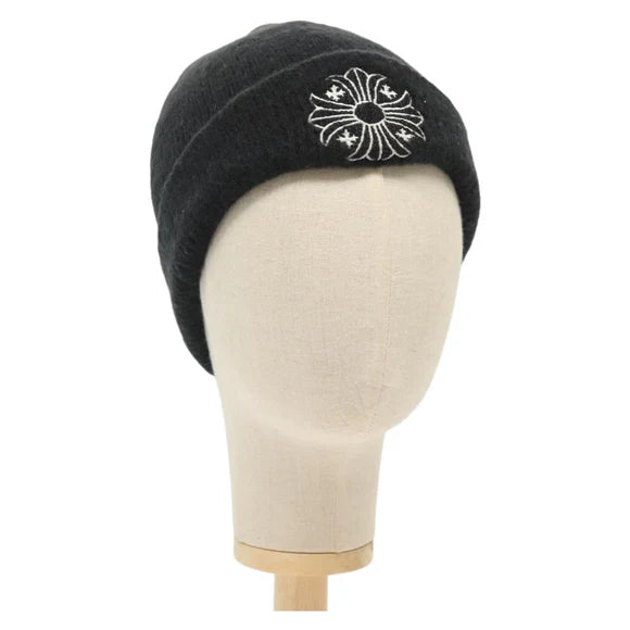 Luxury Promise Chrome Hearts CH Plus Stitch Woolwatch Cap Wool Black Auth 136313M 136313M