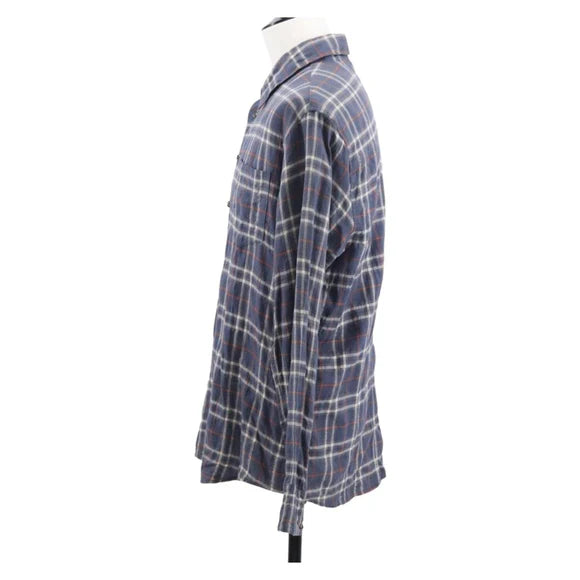 Luxury Promise Chrome Hearts Check Shirt Long Sleeved Cotton Navy Auth 147580M 147580M