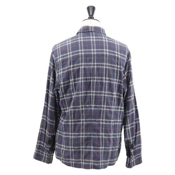 Luxury Promise Chrome Hearts Check Shirt Long Sleeved Cotton Navy Auth 147580M 147580M