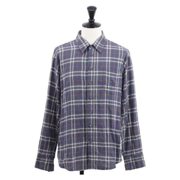Luxury Promise Chrome Hearts Check Shirt Long Sleeved Cotton Navy Auth 147580M 147580M
