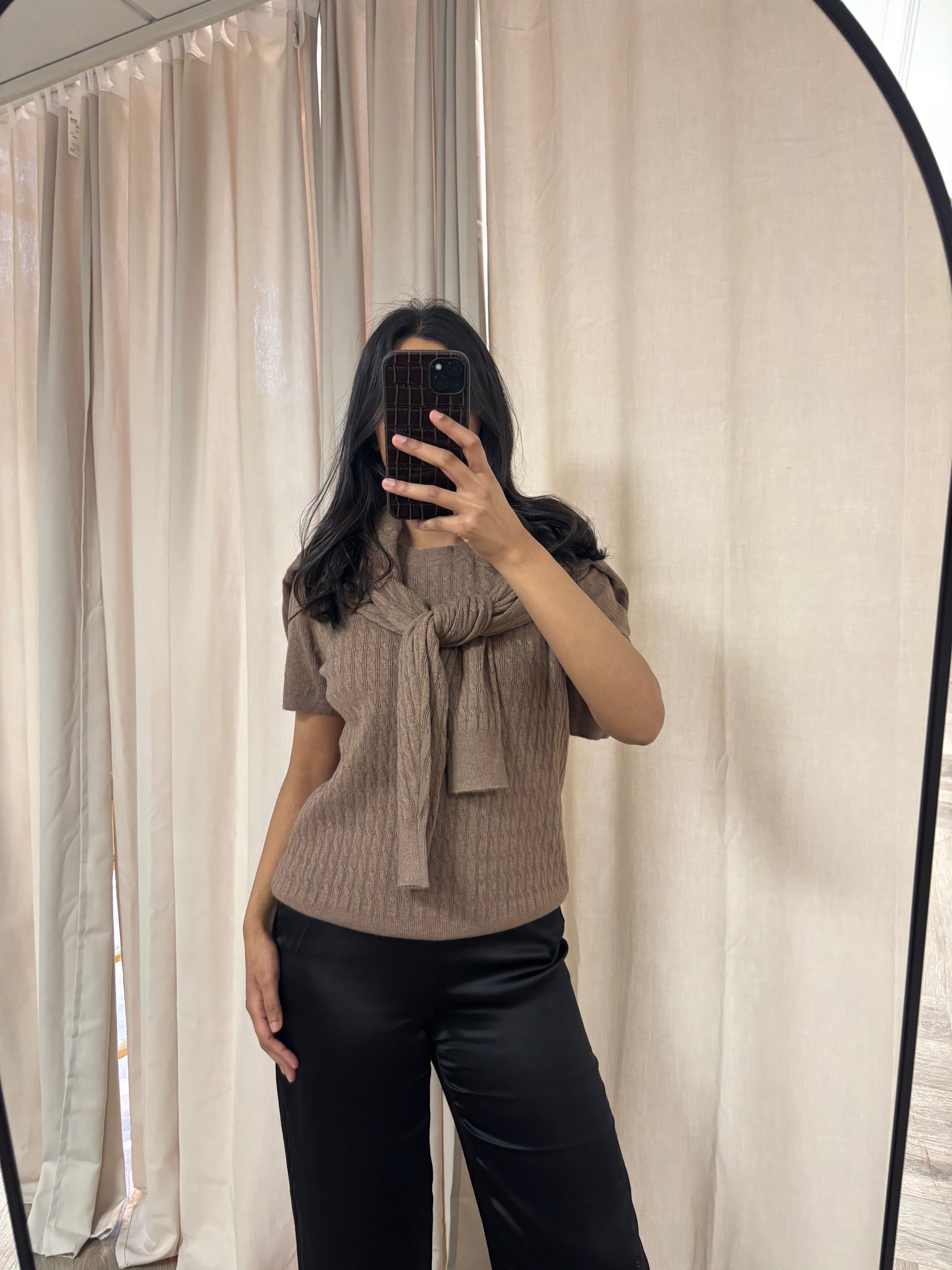 Luxury Promise Daphne Brown  2 Piece Top and Cardigan M/L  DBXL0111