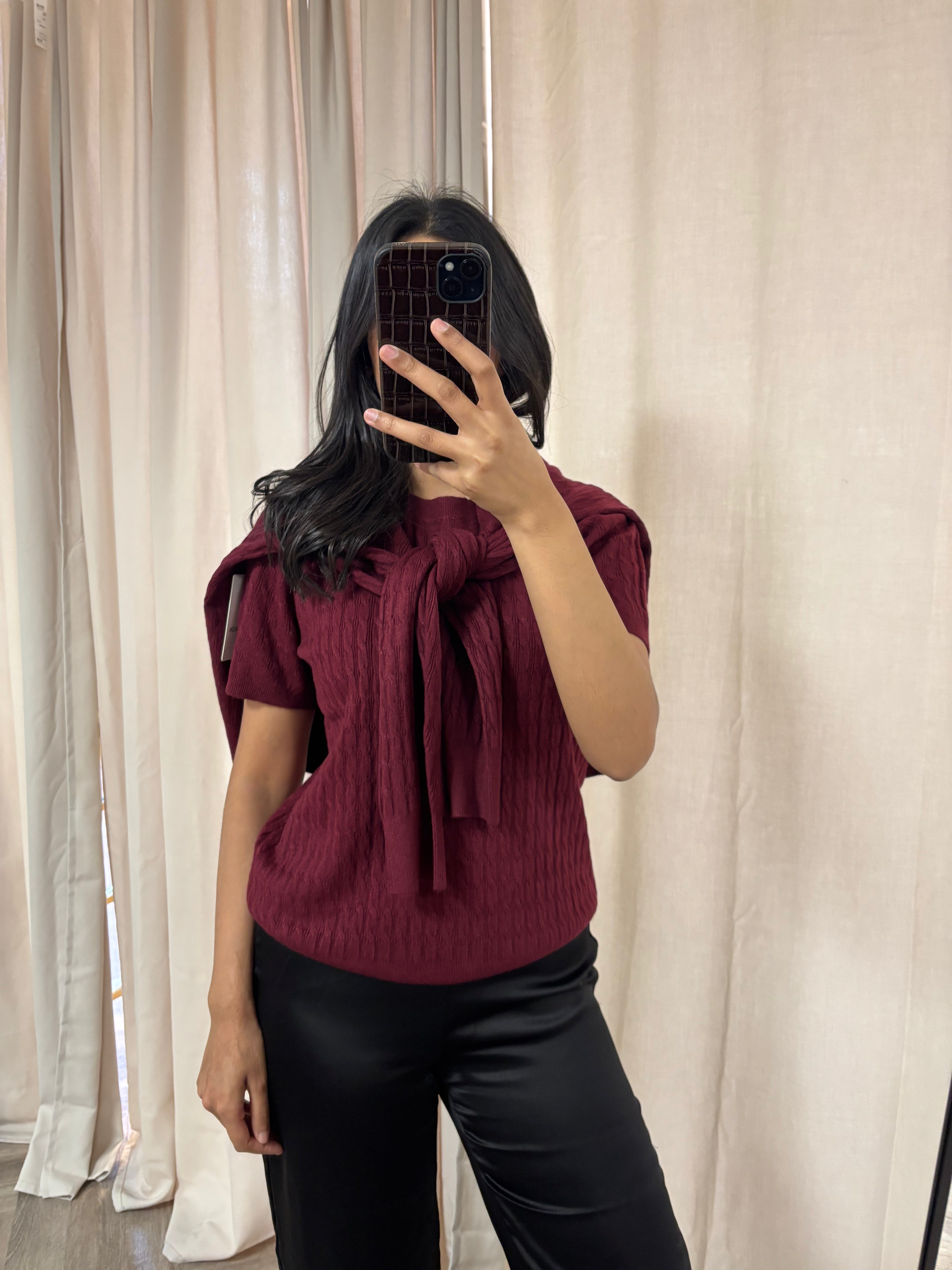 Luxury Promise Daphne Burgundy 2 Piece Top and Cardigan M/L  DBXL0109