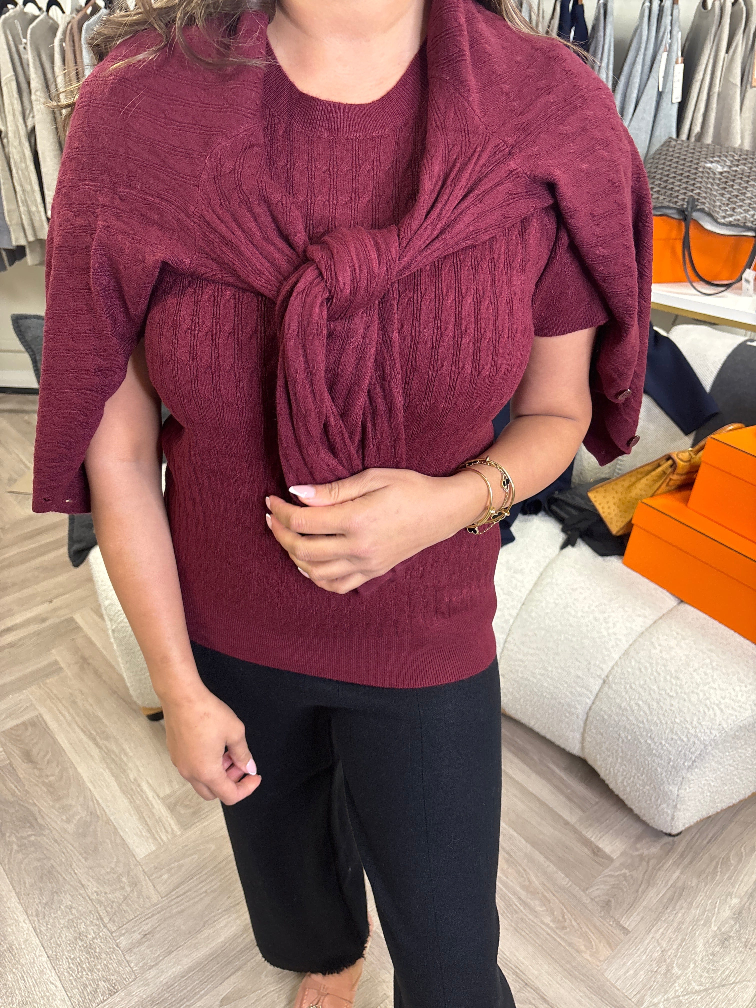 Luxury Promise Daphne Burgundy 2 Piece Top and Cardigan X/L DBXL0110
