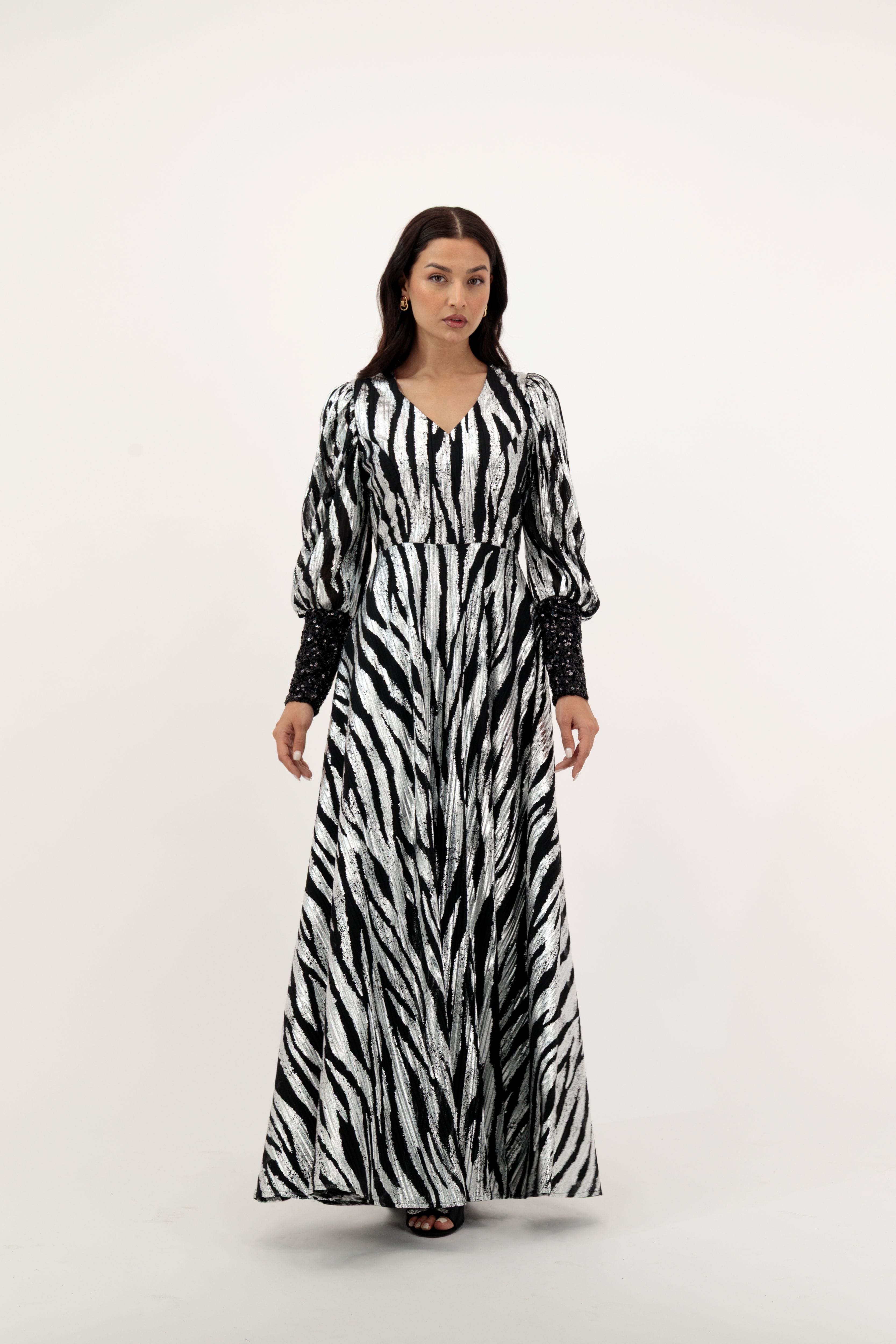 Luxury Promise DIANA ZEBRA DRESS WITH BELT SIZE L ASC7110