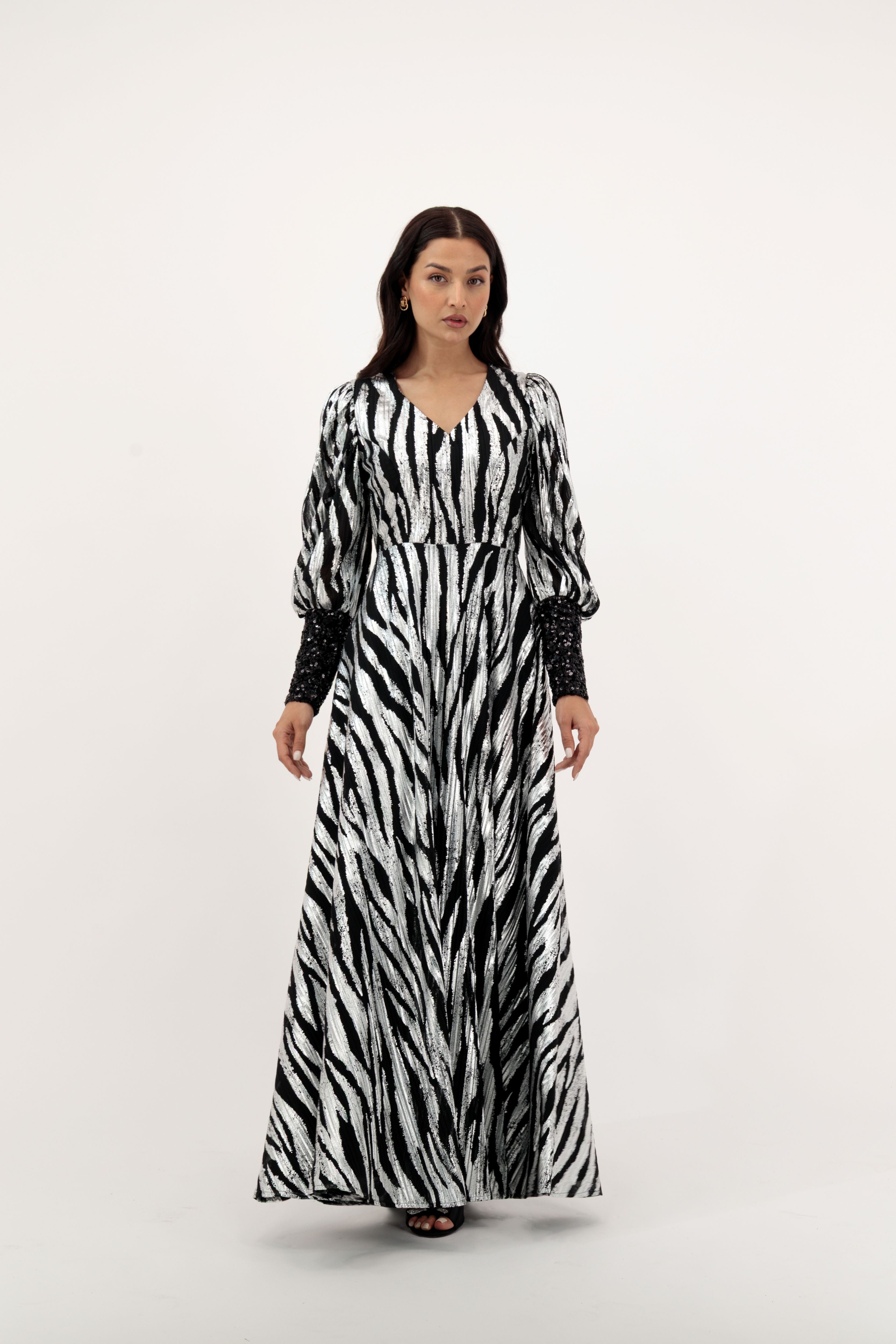 Luxury Promise DIANA ZEBRA DRESS WITH BELT SIZE S ASC7108