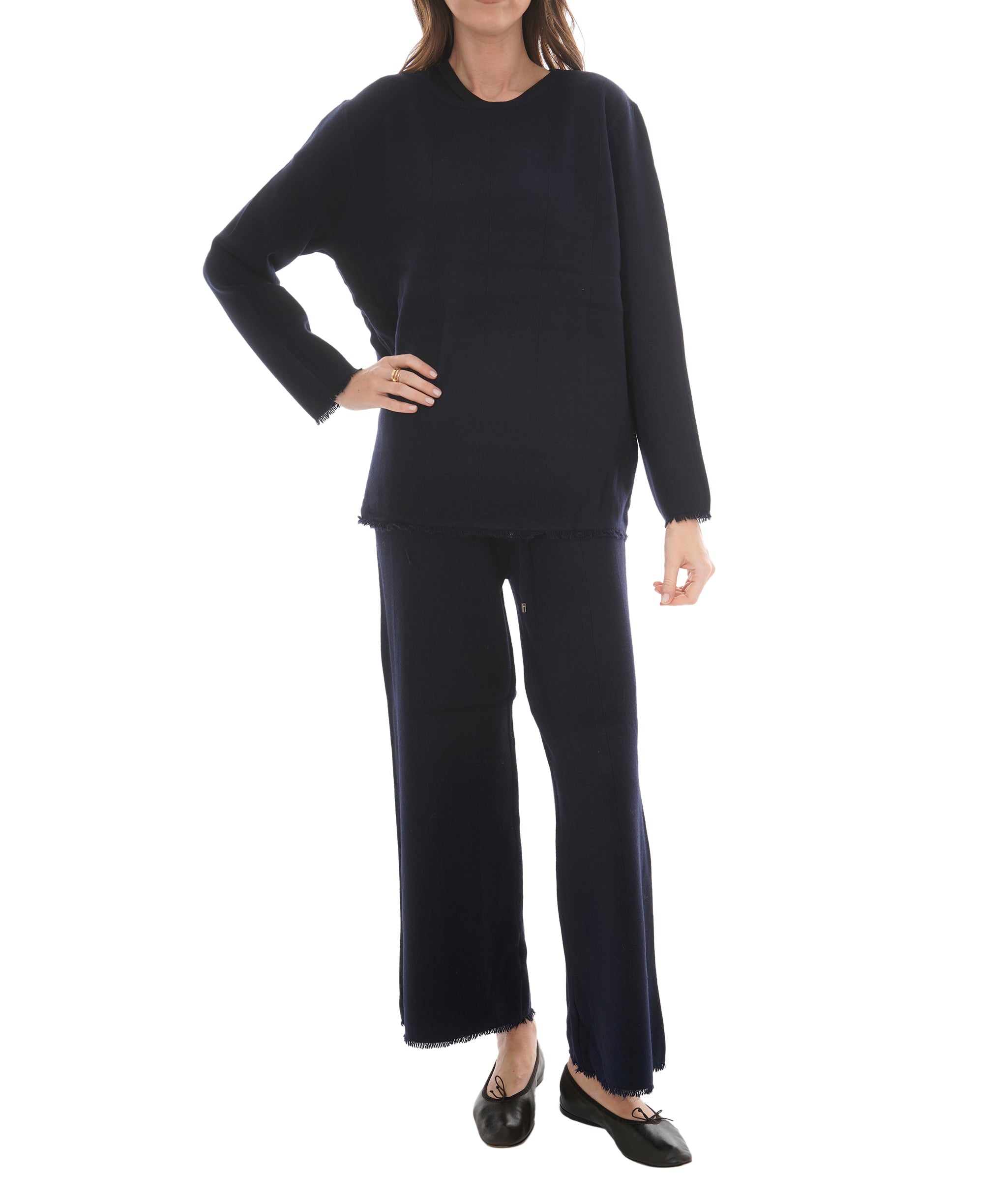 Luxury Promise Fringe Black Loungewear x/l AKC0157