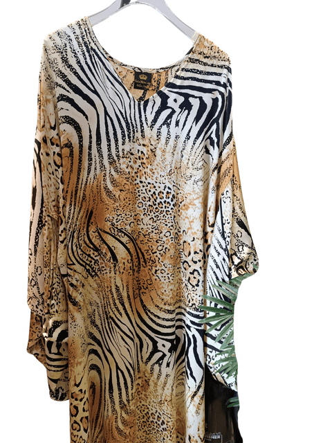 Luxury Promise Gold Tiger Kimono Dress In Satin Silk GM-202307