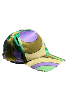 Luxury Promise Green Purple Geometric Silk Cap 02 GM-C8425