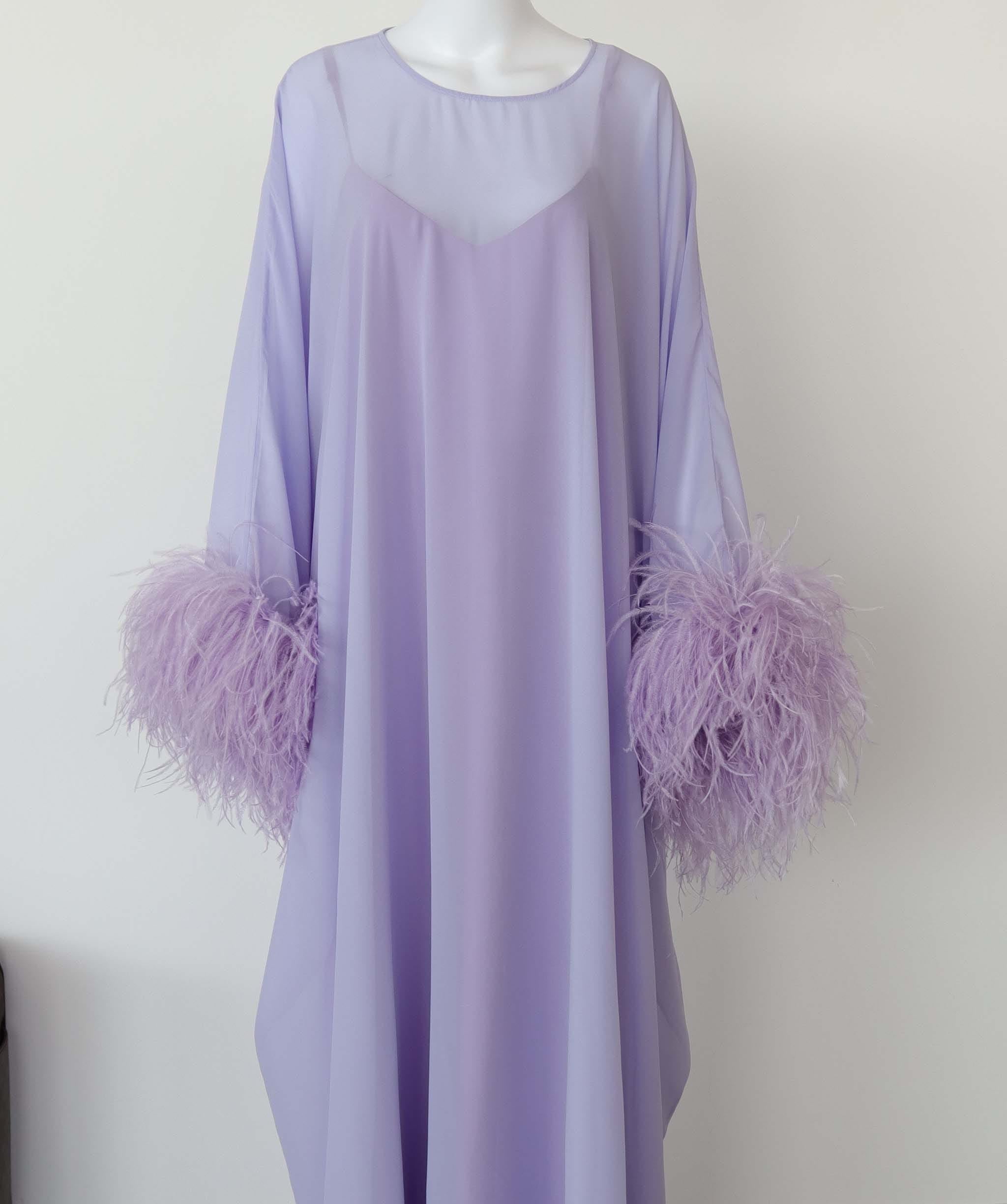 Luxury Promise Guimauve Feather Dress TP042