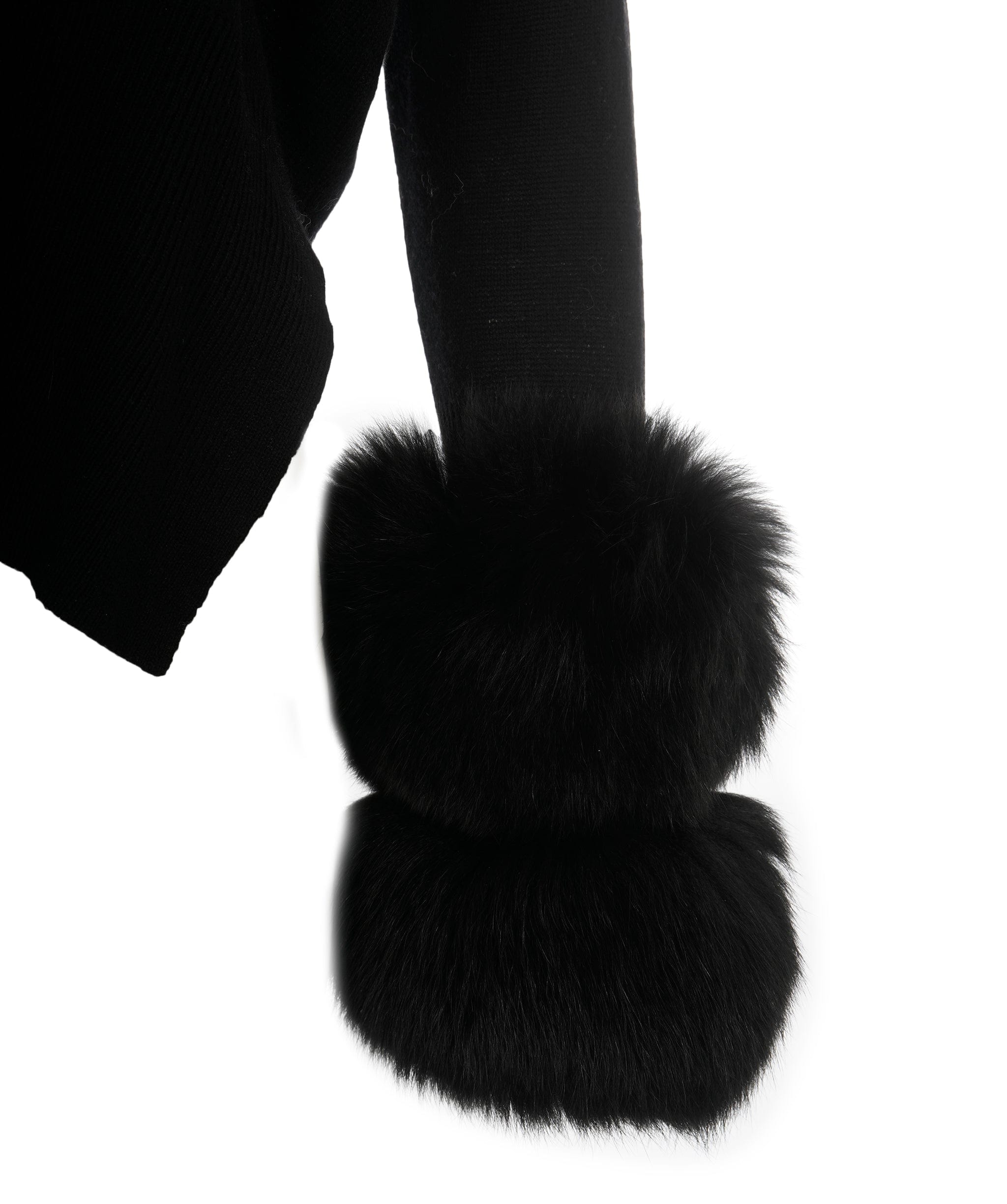 Luxury Promise Izaak Azanei Black Jumper with Fur Cuff Sleeves  ALC1901