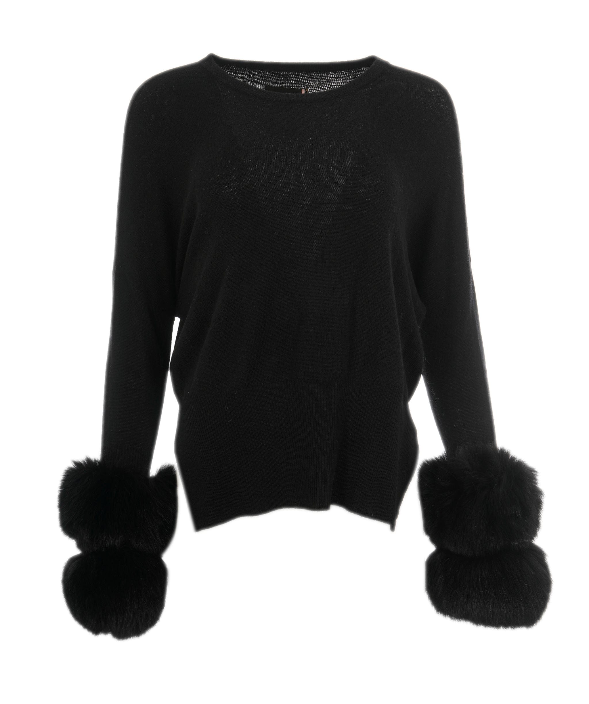 Luxury Promise Izaak Azanei Black Jumper with Fur Cuff Sleeves  ALC1901