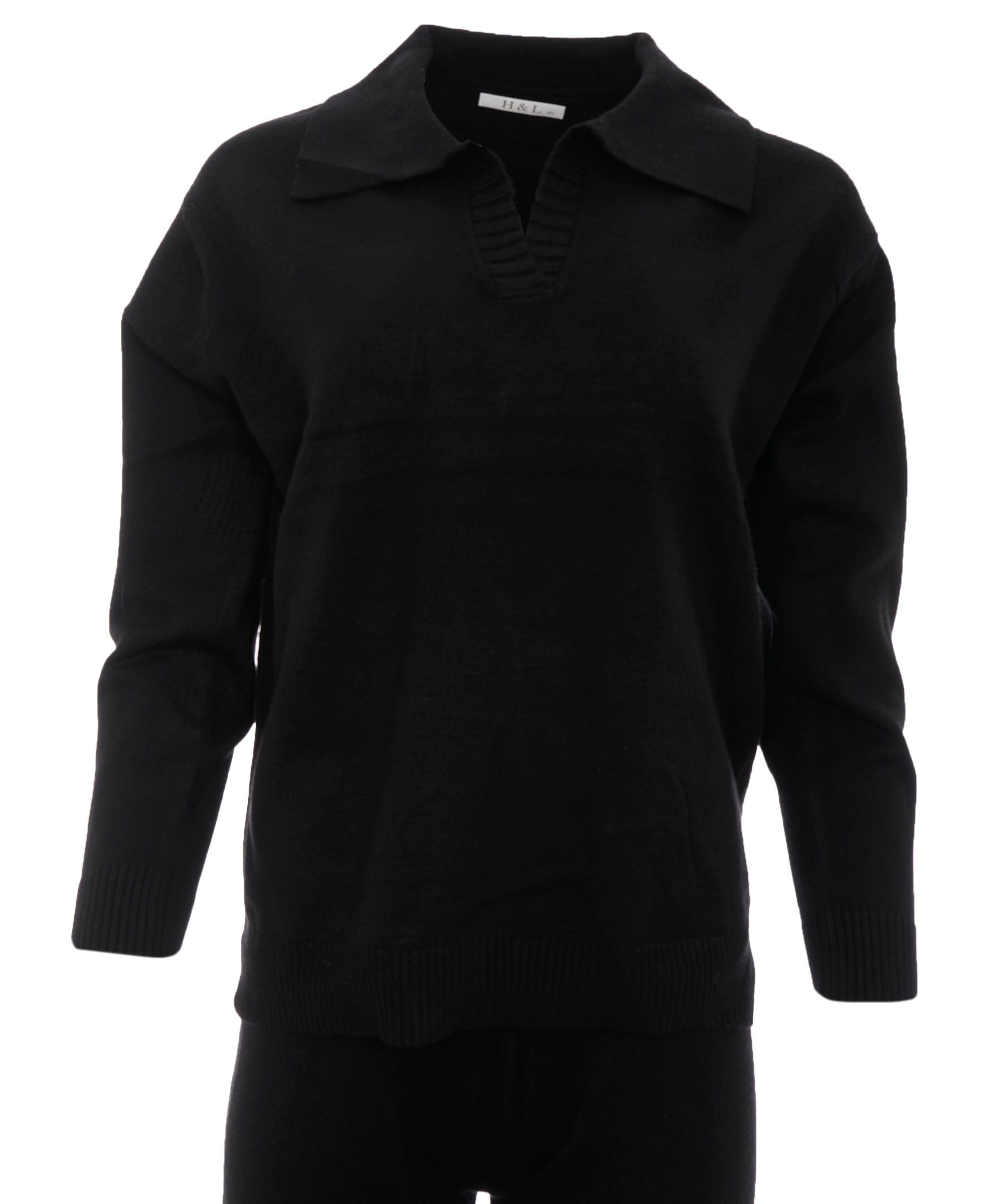 Luxury Promise Layla Black L/XXL  Arm Striped Cashmere Loungewear Set  AKC0355
