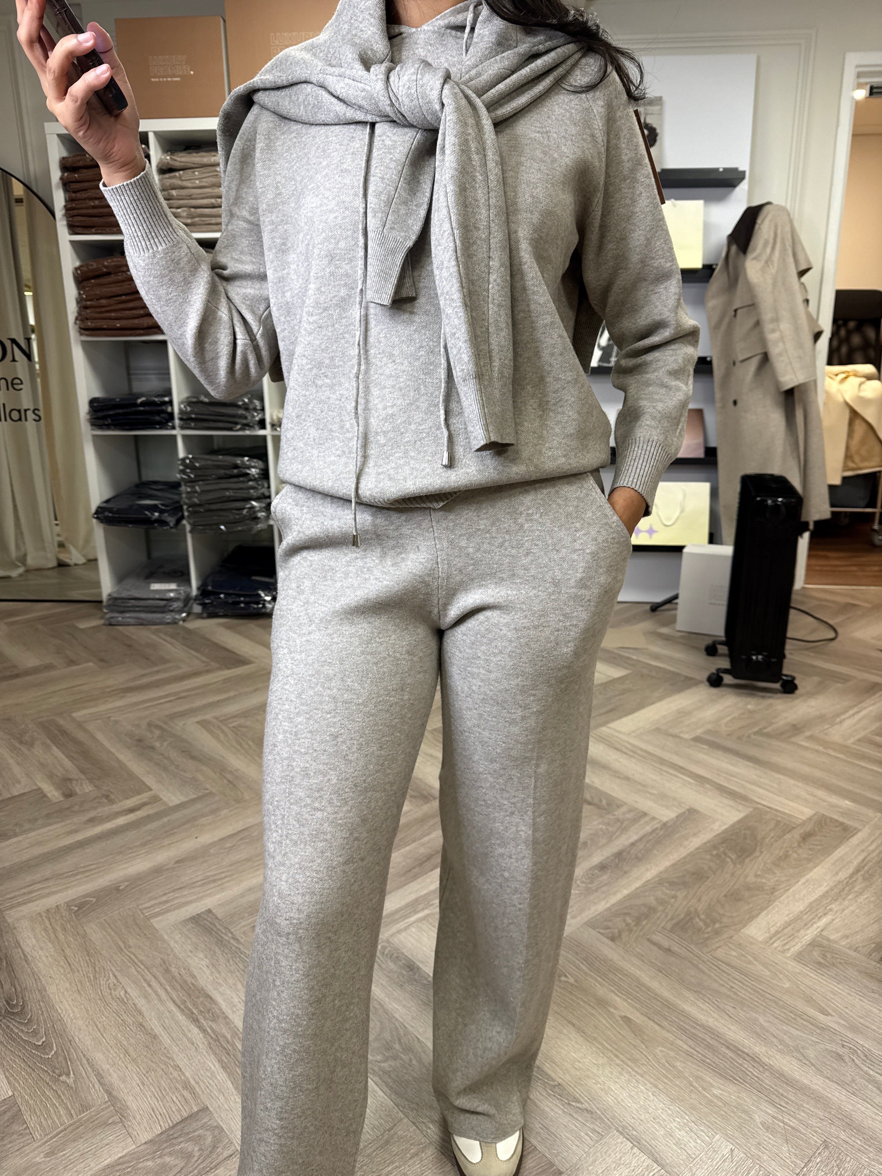 Luxury Promise Mia Taupe  L/XL Hooded Cashmere Loungewear Set  DBXL0088