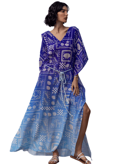 Luxury Promise Niya Kaftan Dress With Rope Belt- Purple Ombre TYC-25-49-M
