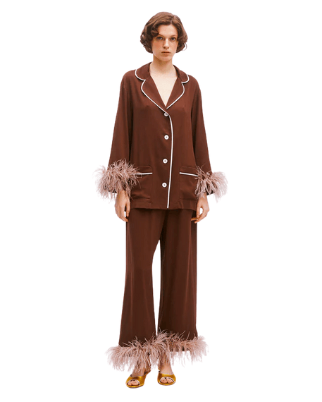 Luxury Promise Party Gal Set With Detachable Feathers In Teddy Brown HC2417P-M