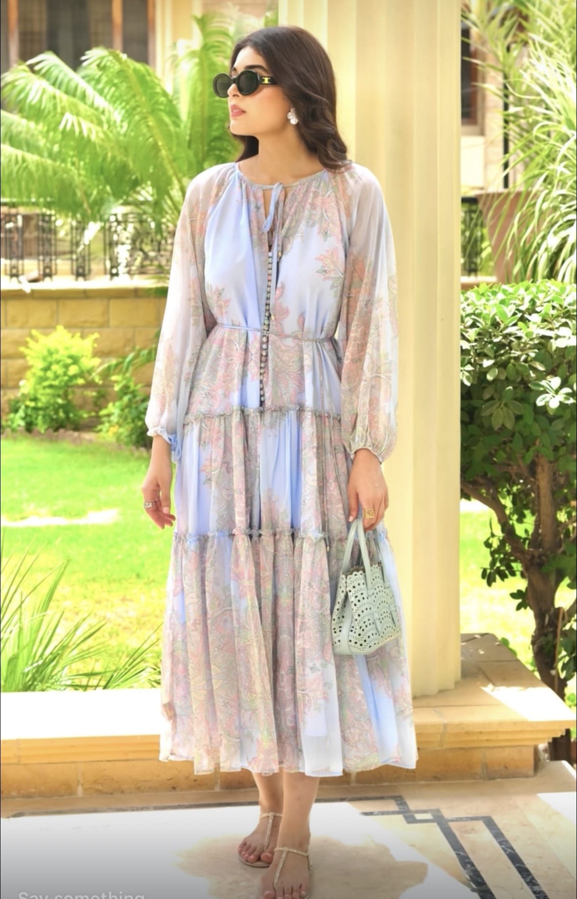 Luxury Promise Periwinkle dress with belt  zah02