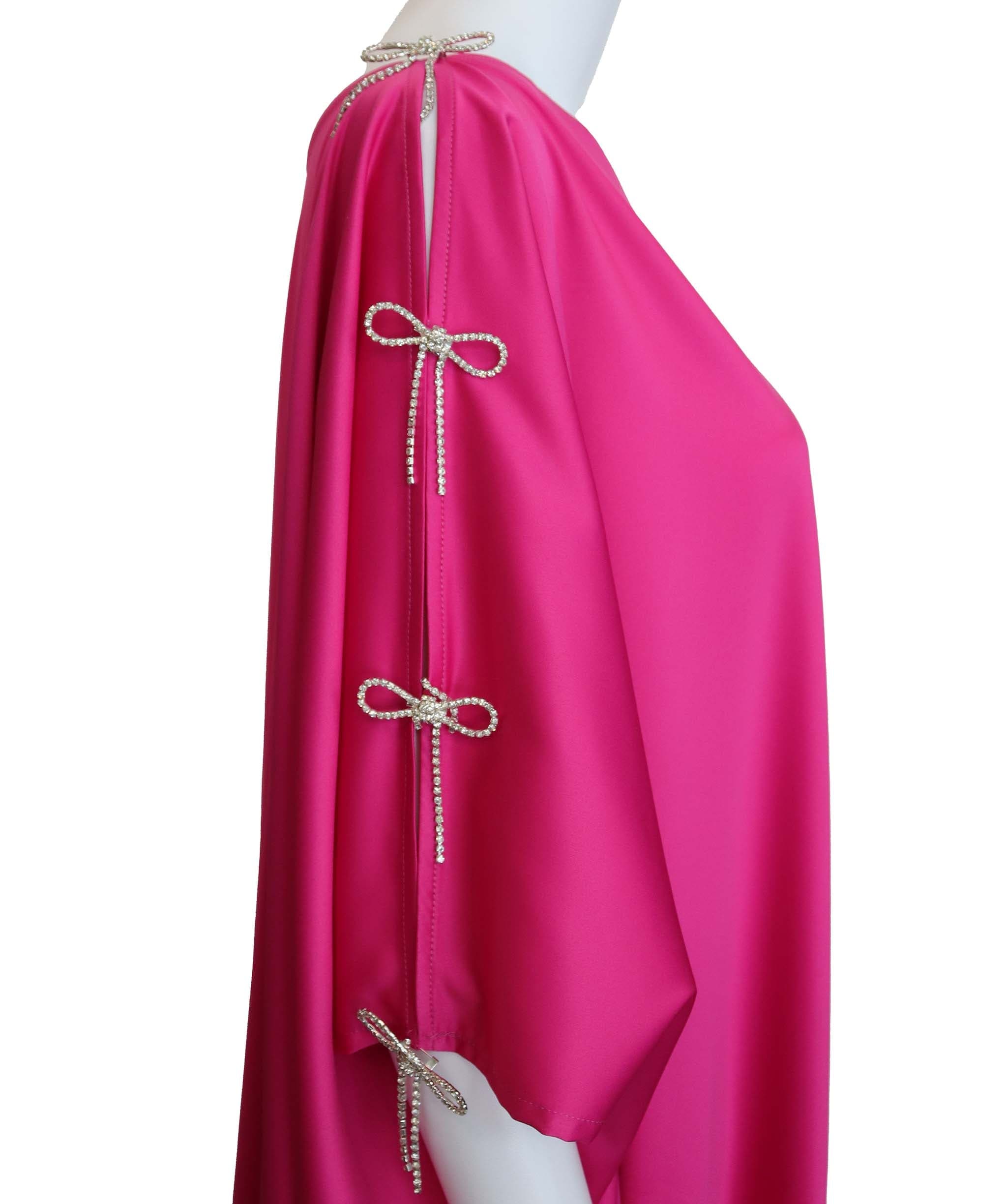 Luxury Promise Pink bow kaftan one shoulder TP022