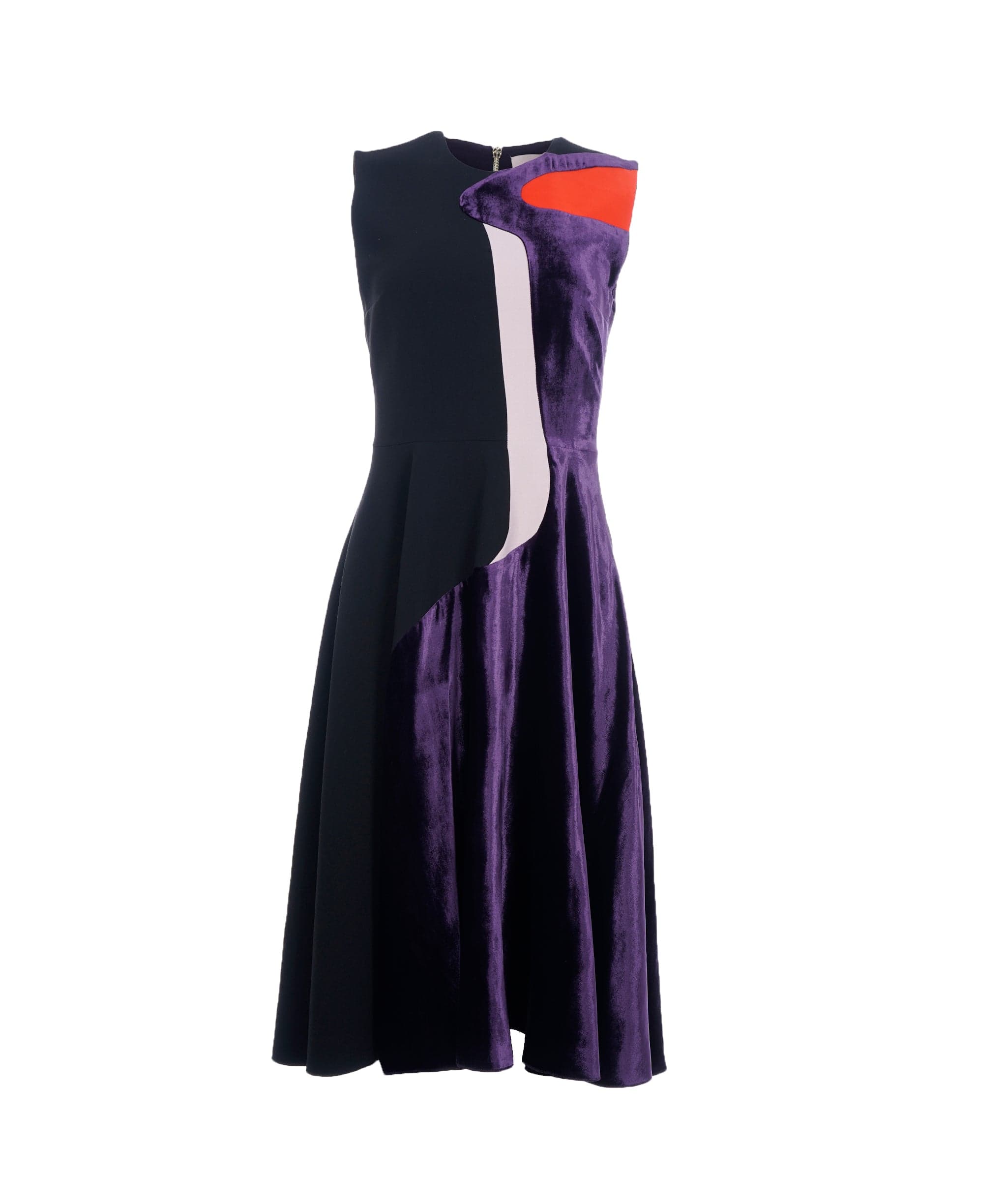 Luxury Promise Roksanda Black and Purple Velvet A Line Dress  ALC2681