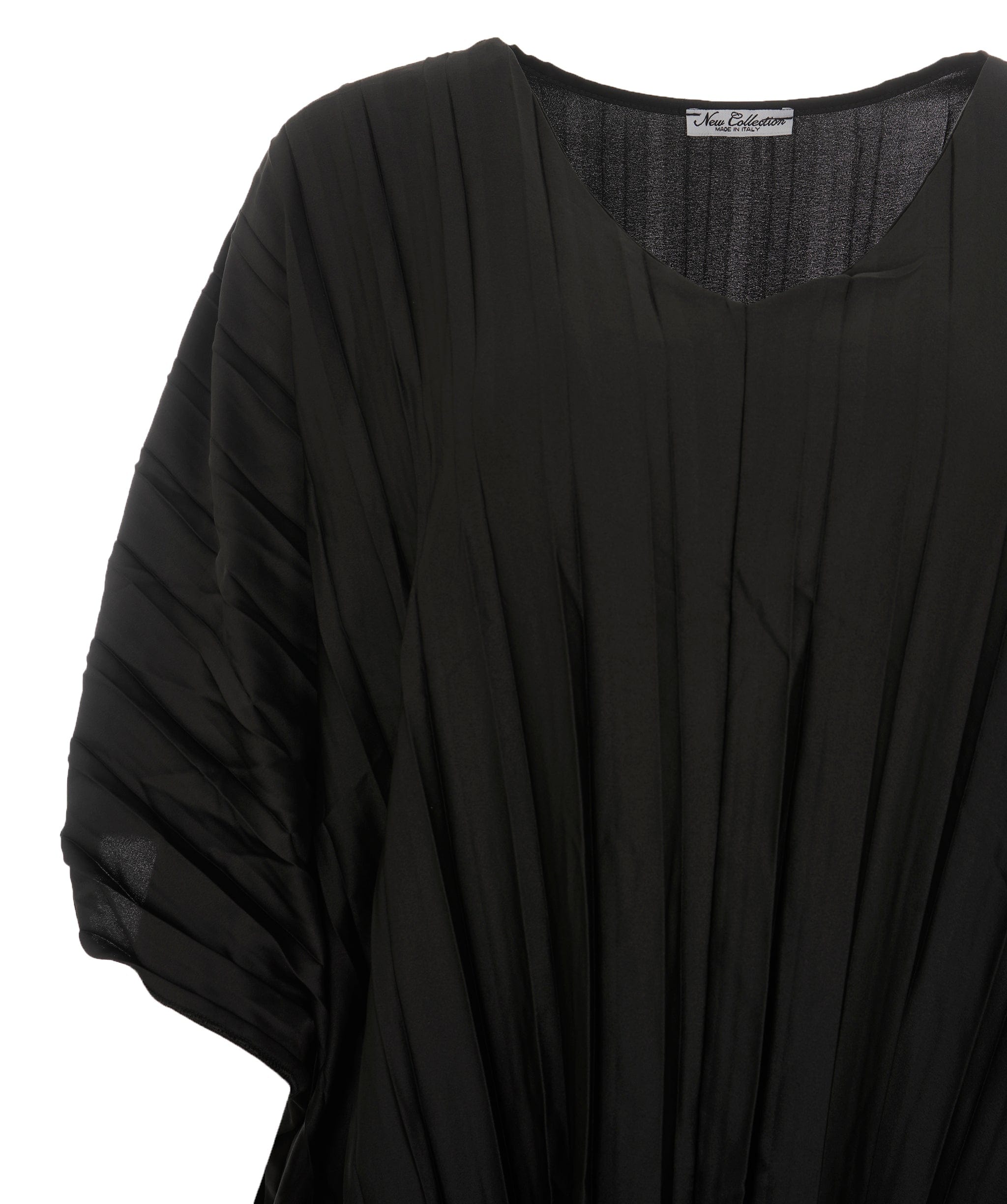 Luxury Promise Satin V-Neck Pleated Kaftan Black (One size UK 8-20) AKL0137