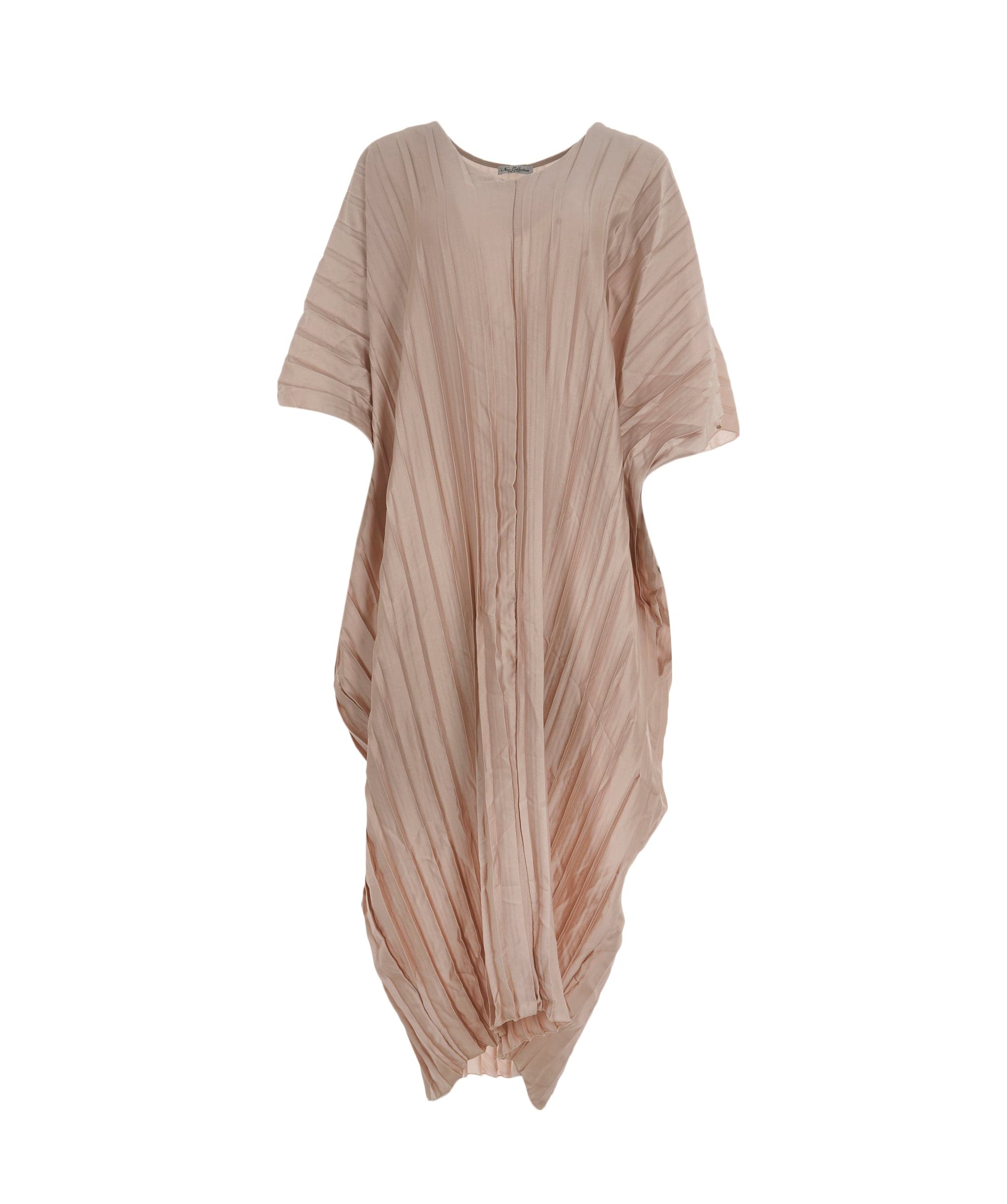 Luxury Promise Satin V-Neck Pleated Kaftan Champagne (One size UK 8-20) AKL0136