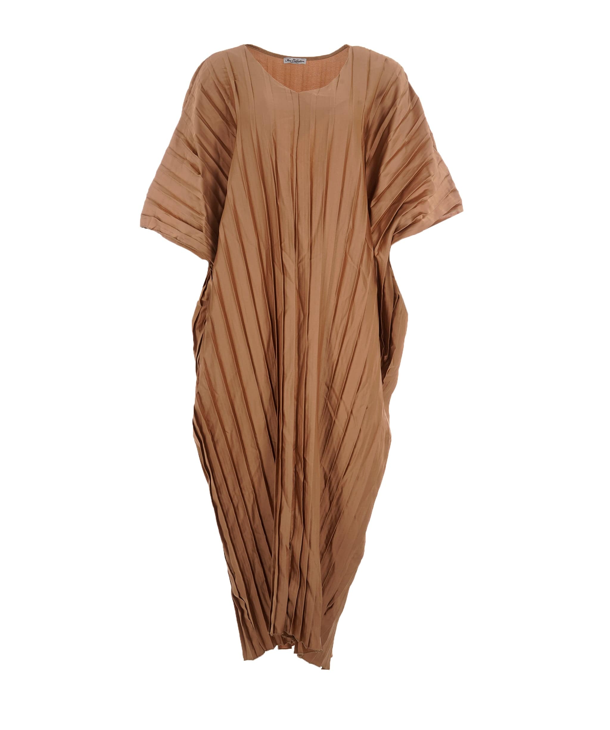 Luxury Promise Satin V-Neck Pleated Kaftan Gold (One size UK 8-20) AKL0138