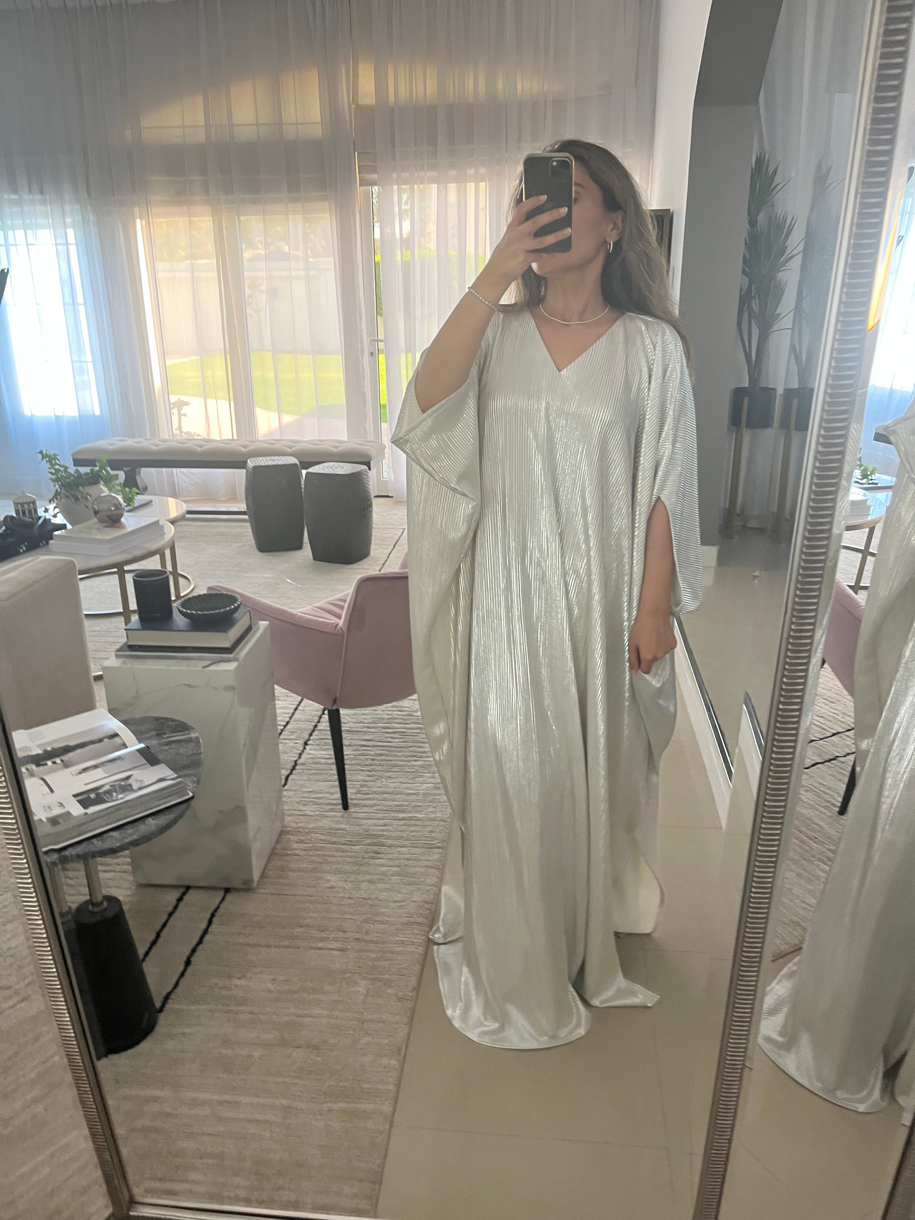 Luxury Promise The Diamond  Silver v neck kaftan lines TP0305