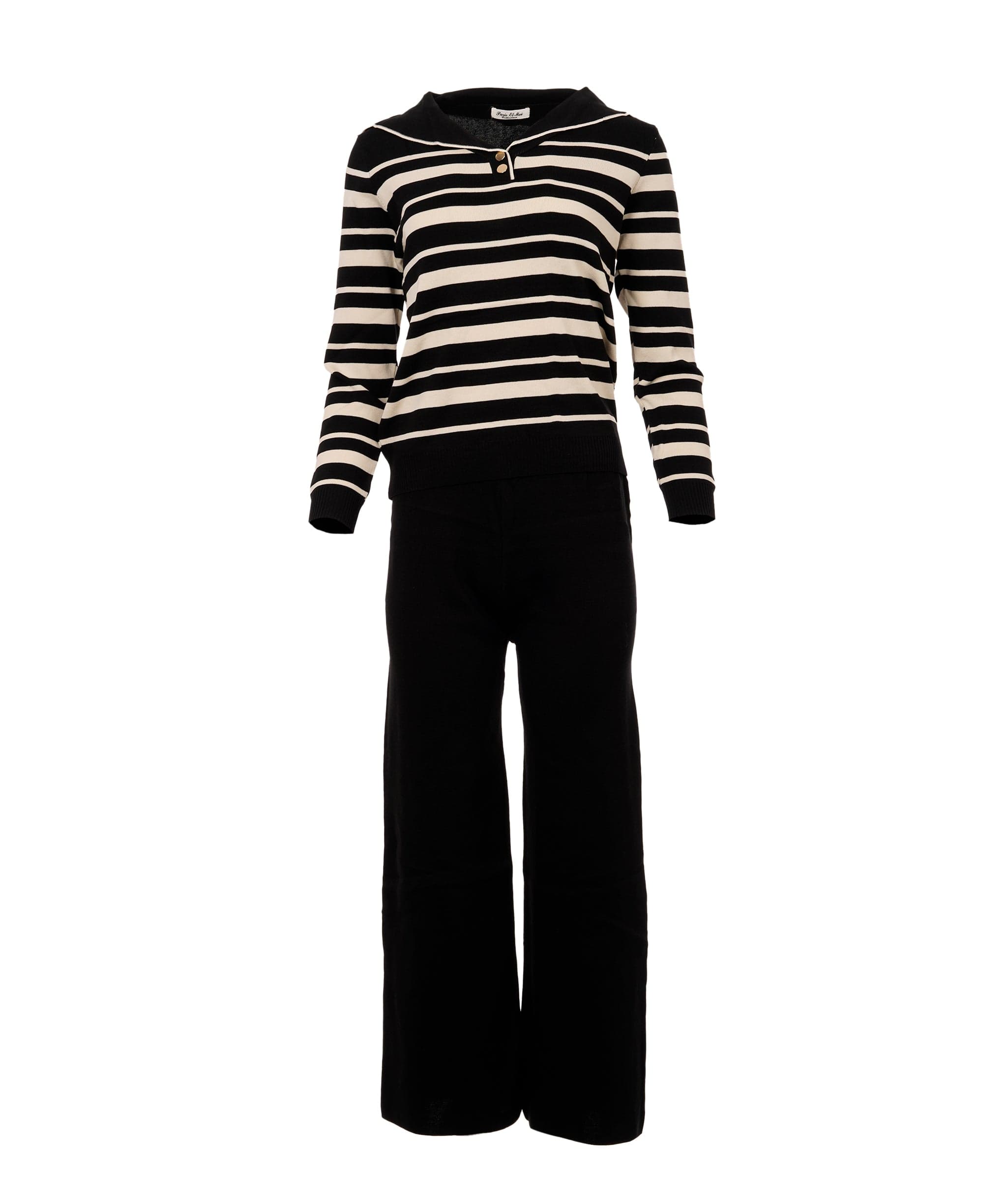 Luxury Promise Valerie Black Classic Stripe Sailor Collar Knit Set  DBXL0133