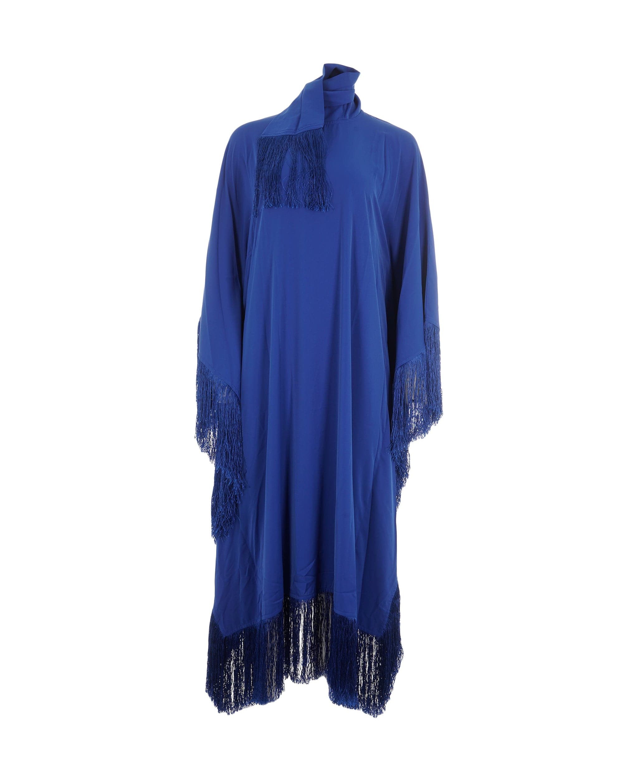Luxury Promise Women's Fringe Trim Ribbon Batwing Sleeve Kaftan Royal Blue  AKL0142