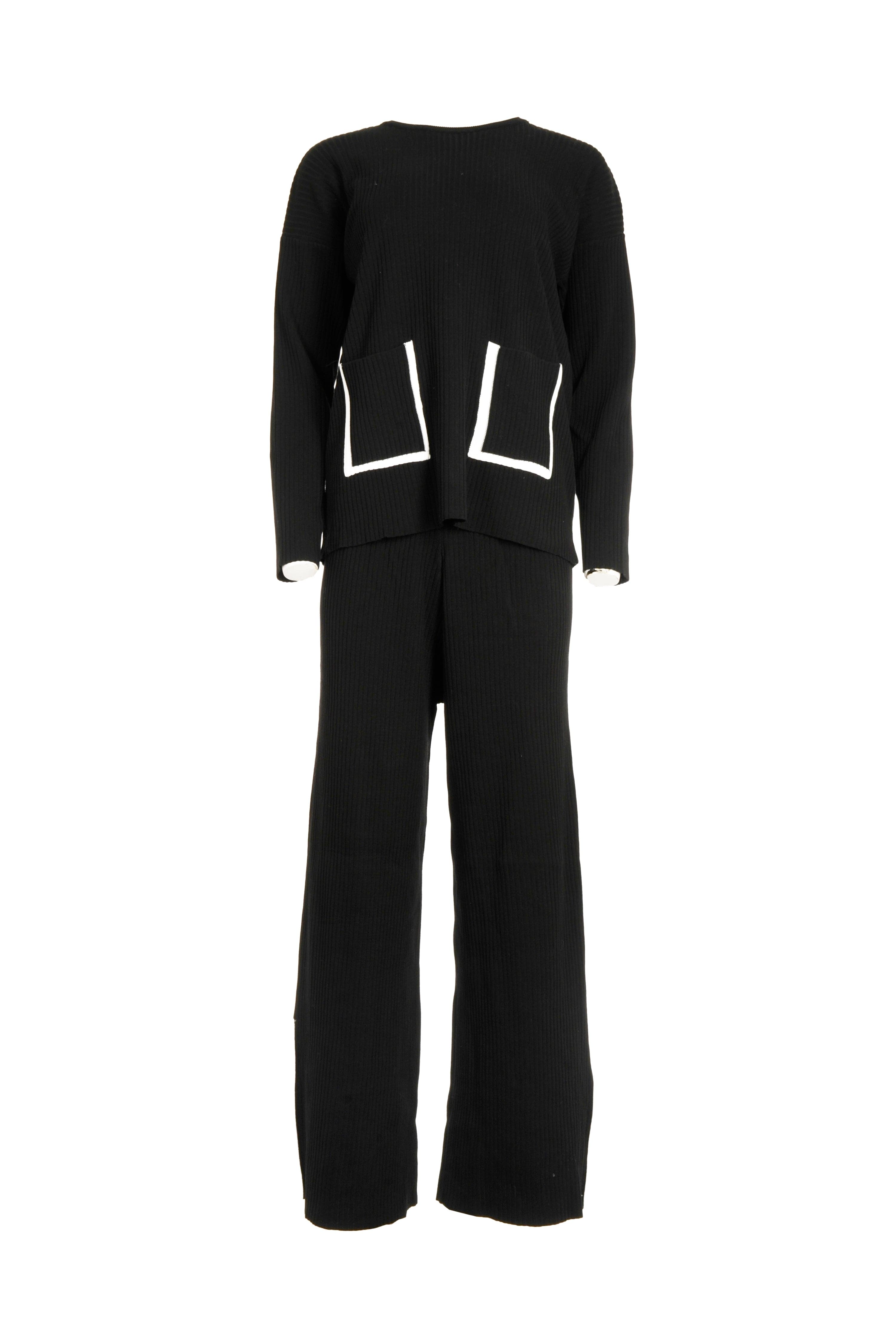 Luxury Promise ZH5103 - L/XL  BLACK CONTRAST TRIM POCKET CASHMERE BLEND  AKC0258