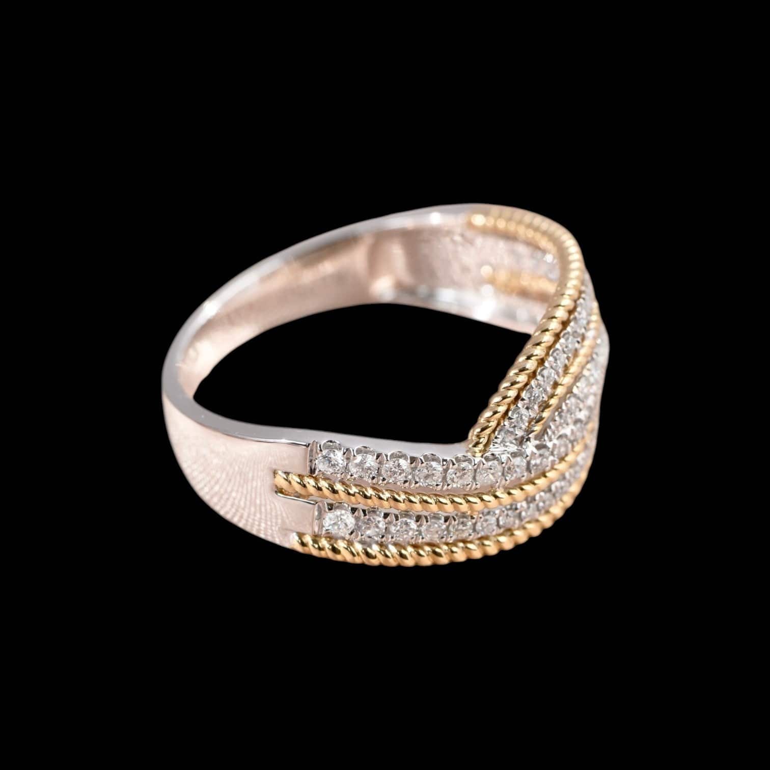 Luxury Promise 0.33ct Natural White Diamond Ring set in 18K Yellow Gold & White Gold