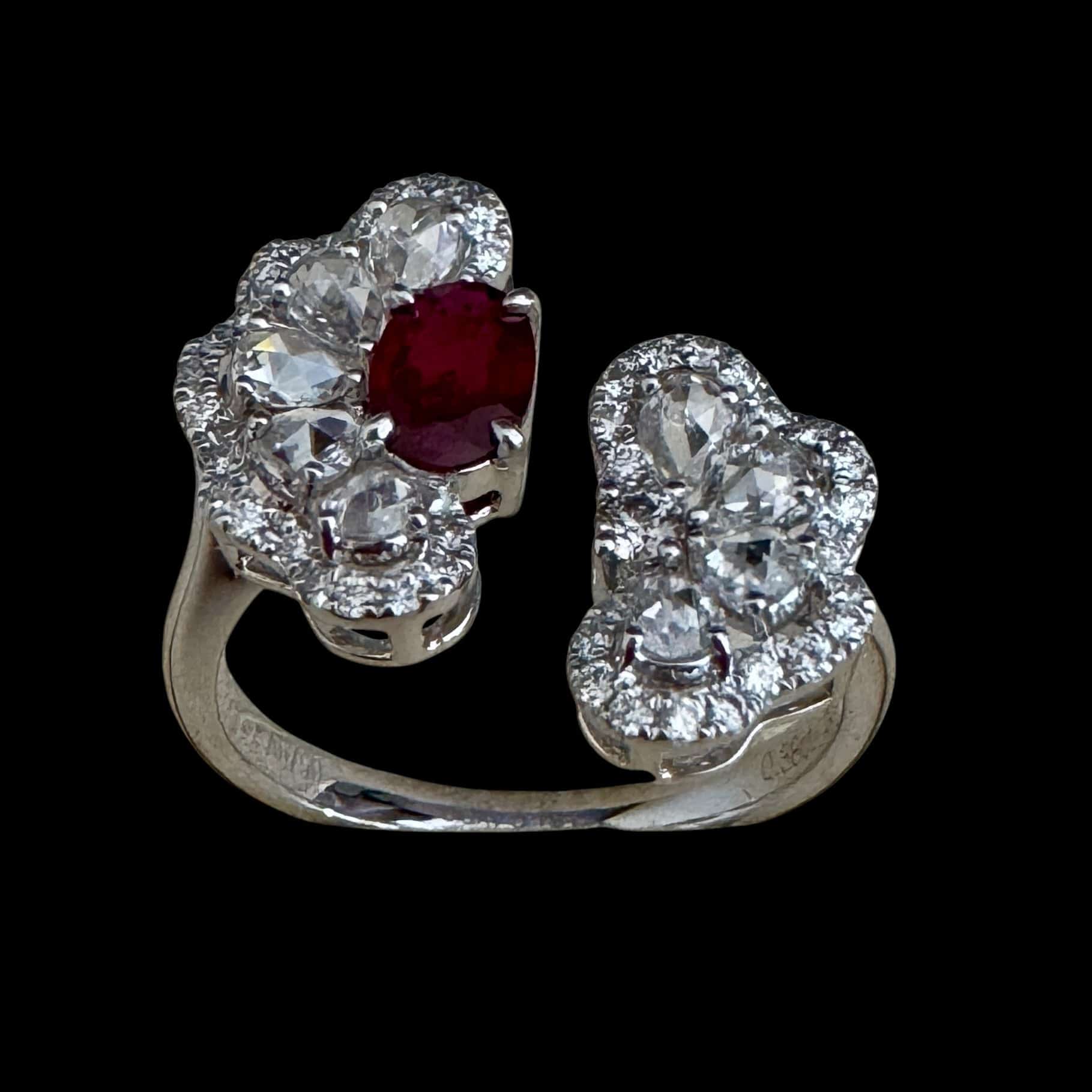 Luxury Promise 0.38ct "Pigeon Blood" Ruby and 0.65ct Natural Diamond Ring