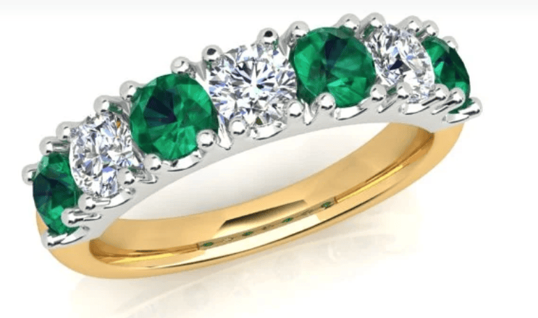 Luxury Promise 0.51ct Emerald and 0.41ct Diamond Ring in 18K Yellow Gold