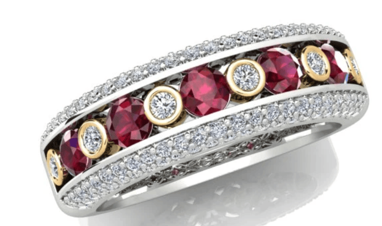 Luxury Promise 0.60ct Burmese Ruby and 0.40ct Diamond Ring in 18K White and Yellow Gold