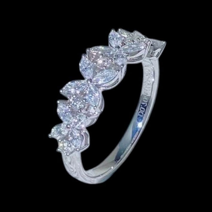 Luxury Promise 0.70ct Marquise Cut Diamonds Flower Eternity Ring set in 18K White Gold