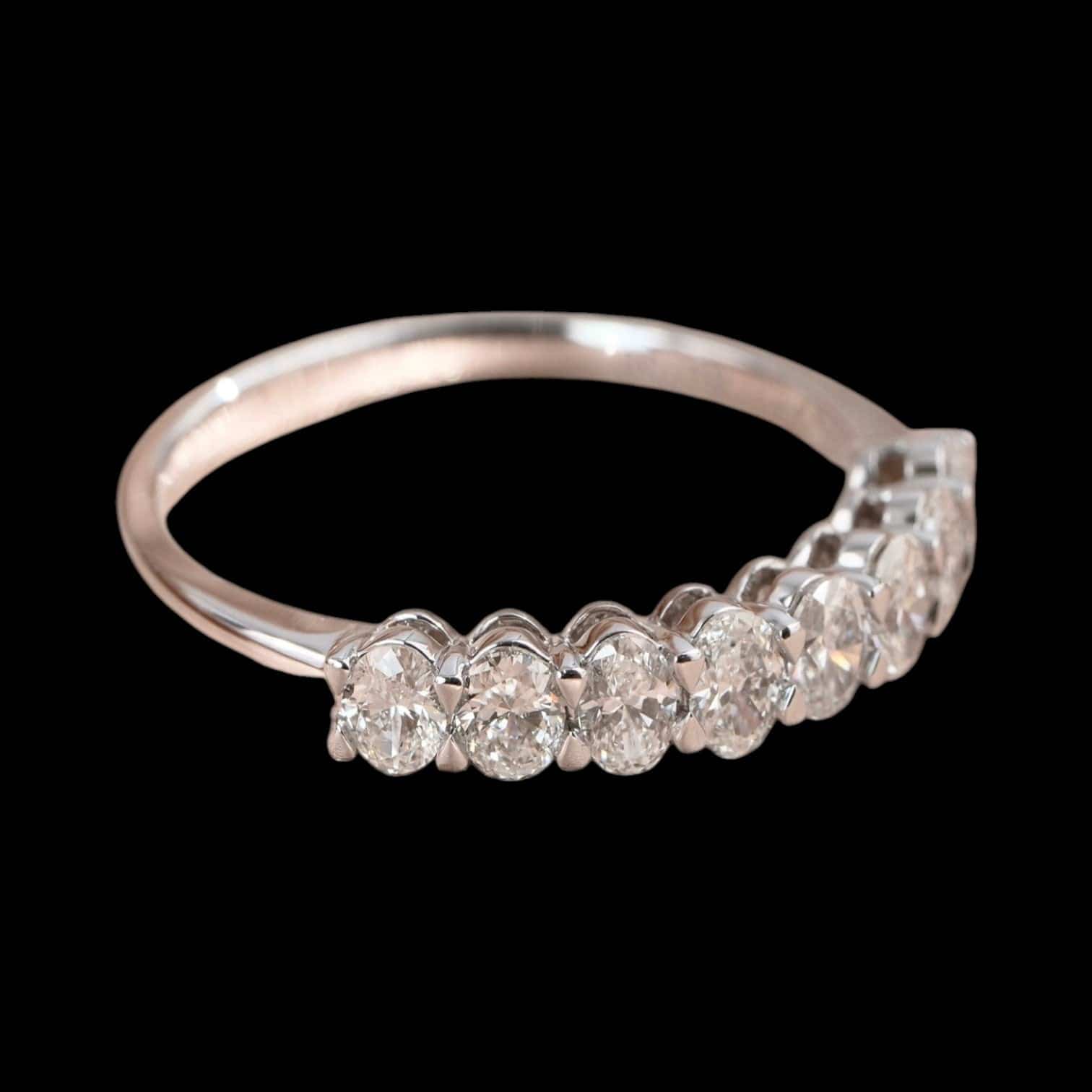 Luxury Promise 0.85ct Natural White Diamond Oval Eternity Ring set in 18K White Gold