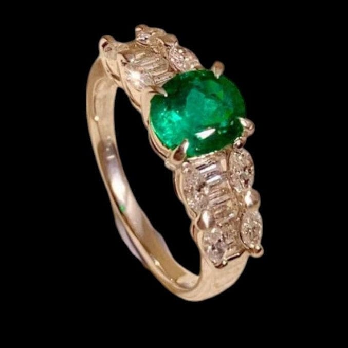 Luxury Promise 0.951ct "Muzo Green" Columbian Emerald & 0.60ct Diamond Ring set in Platinum