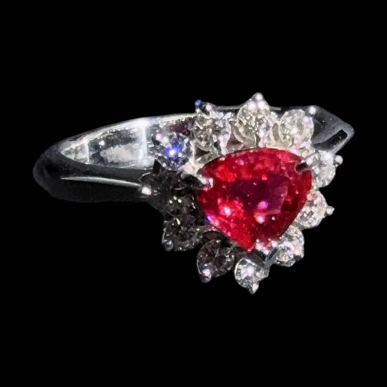 Luxury Promise 0.993ct Burma (Myanmar) Natural "Pigeon Blood" Ruby & 0.37ct Diamond Ring set in 18K Gold