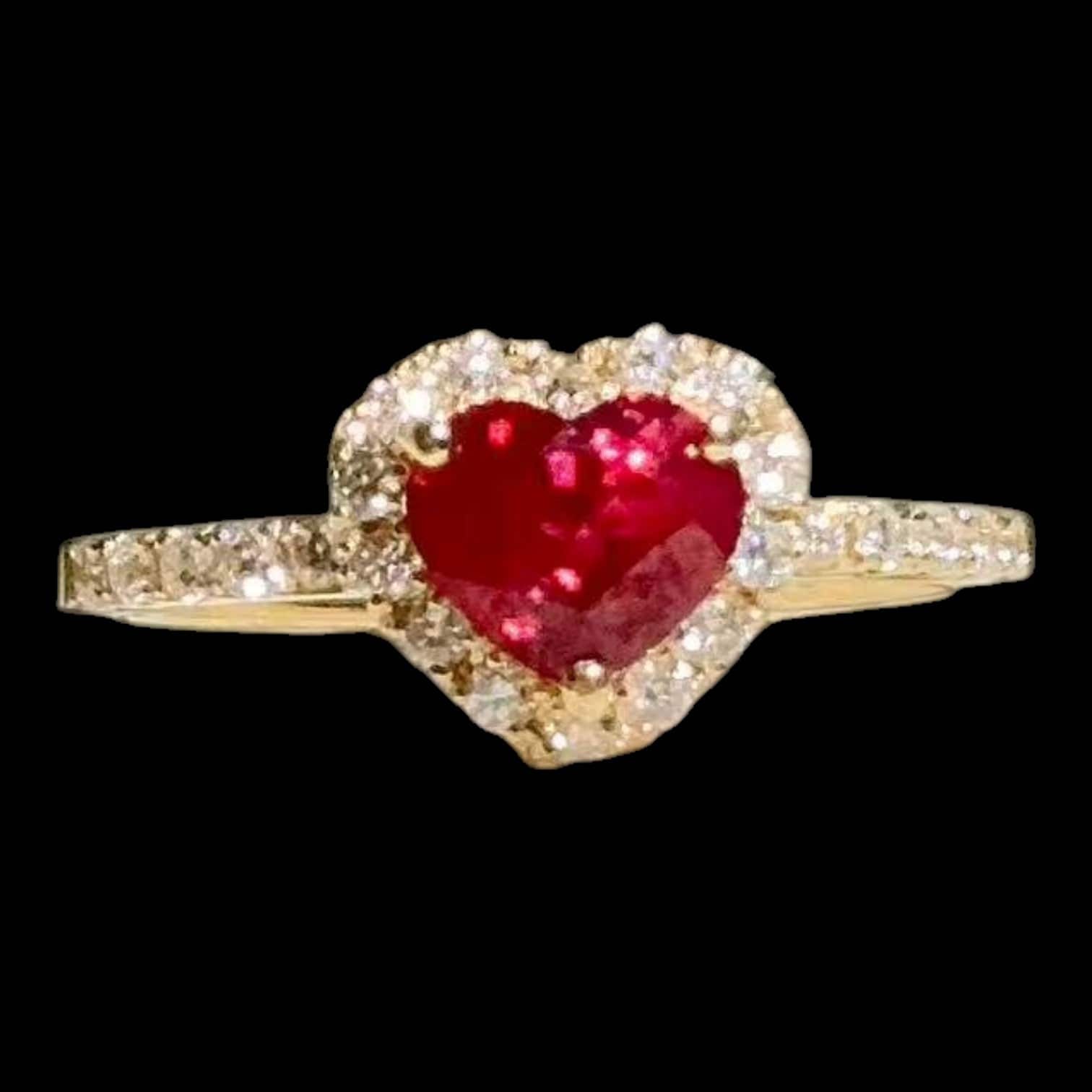 Luxury Promise 1.07ct Burma (Myanmar) Natural Pigeon Blood Ruby & 0.22ct Diamond Ring set in 18K Yellow Gold