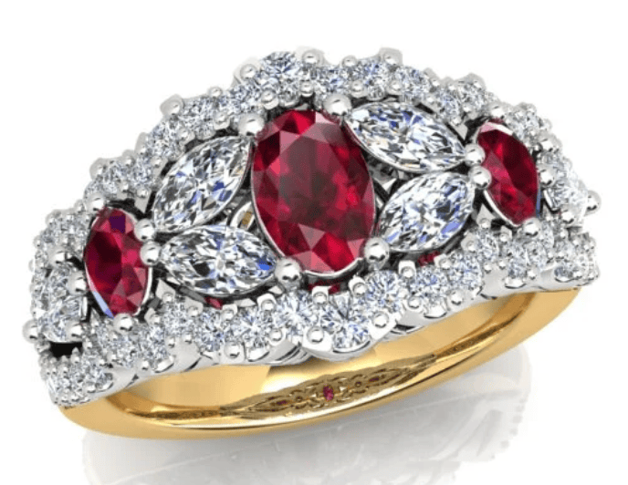 Luxury Promise 1.12ct Burmese Ruby and 1.02ct Diamond Ring in 18K Yellow Gold