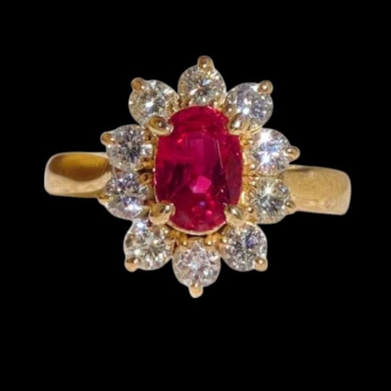 Luxury Promise 1.16ct "Pigeon Blood" Ruby & 0.77ct Diamond Ring set in 18K Yellow Gold